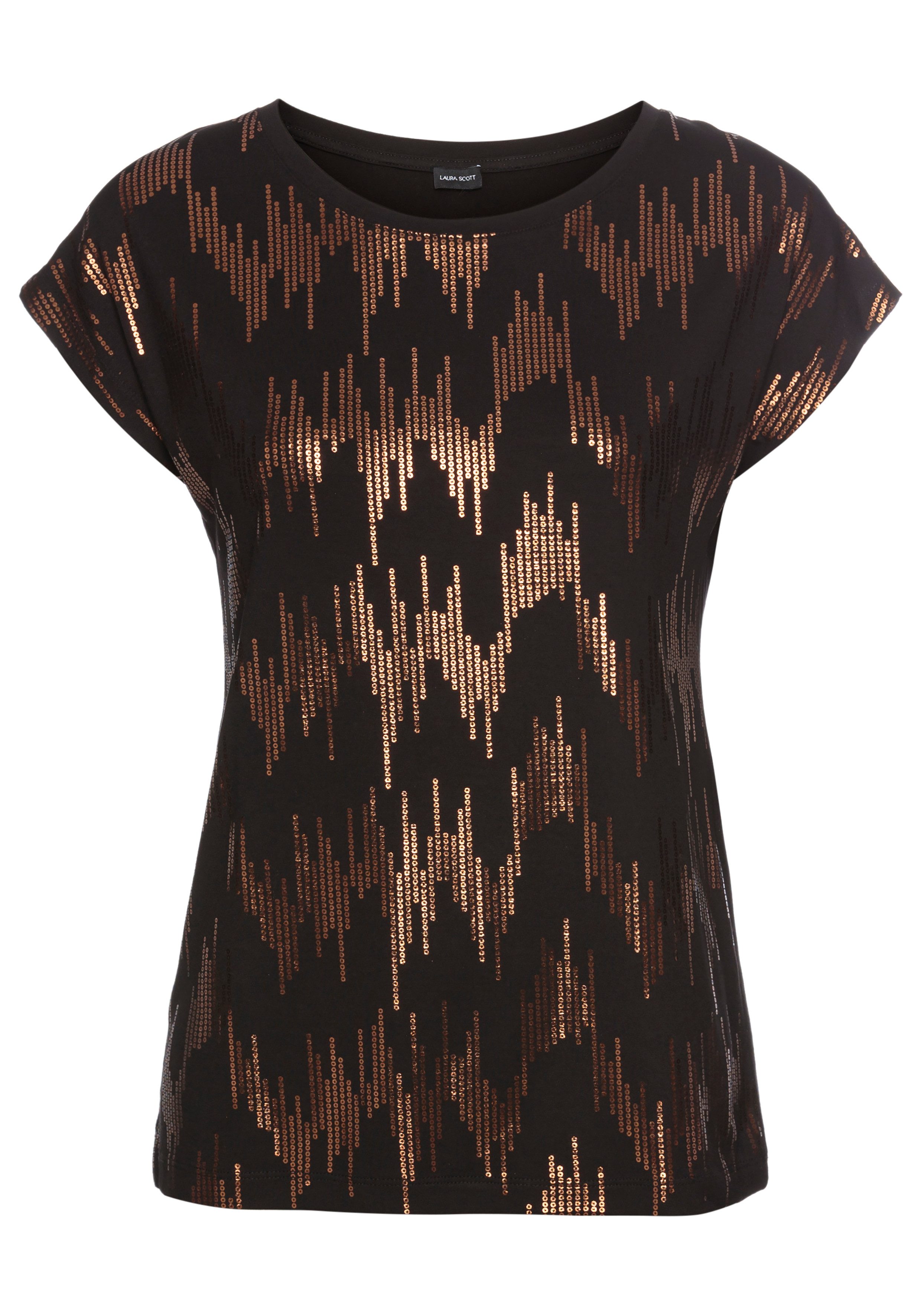Laura Scott Shirt met ronde hals met glinsterende paillettenprint