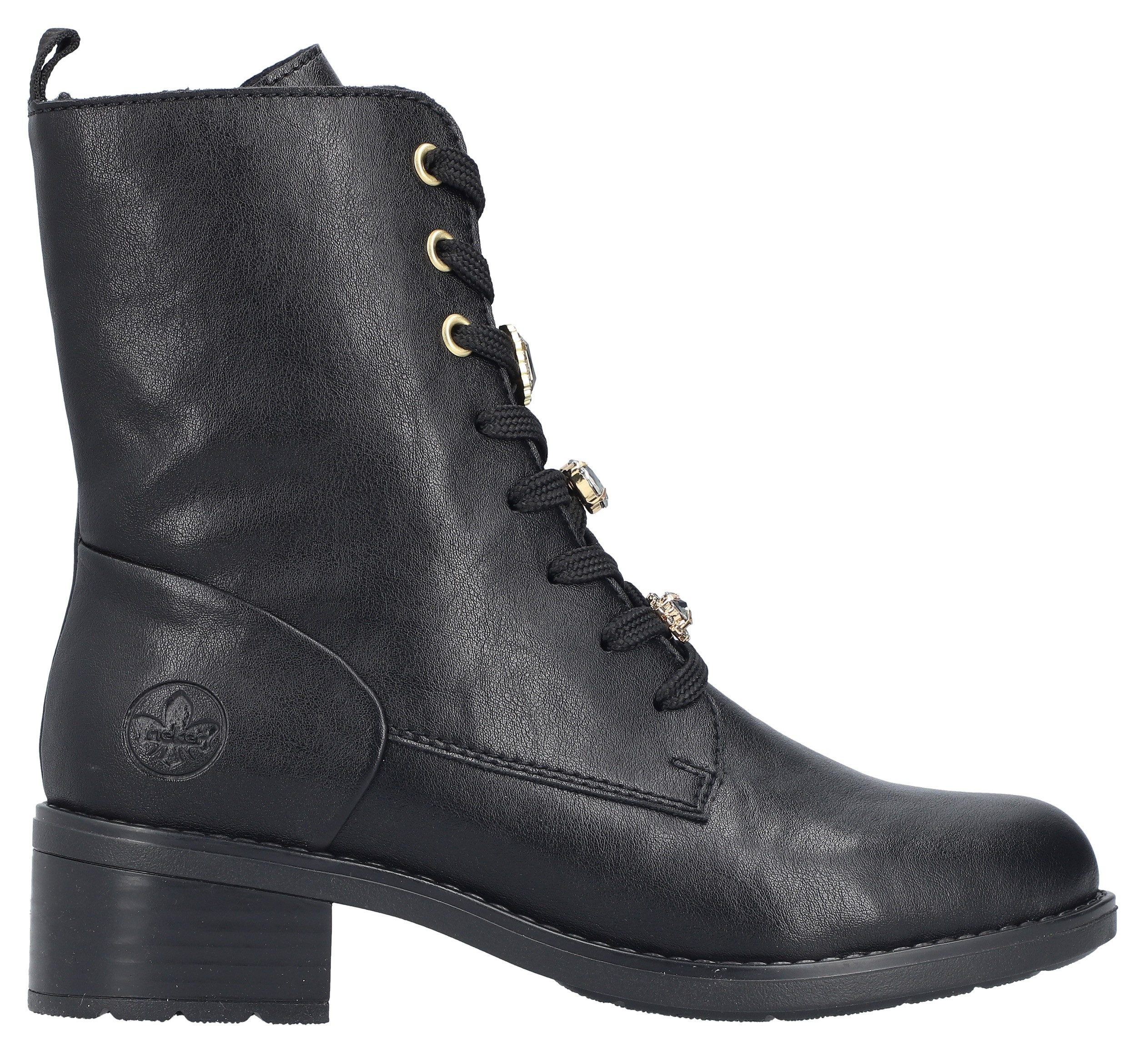 Rieker Winterlaarsjes Veterlaarsje, laarzen, blokhak, met sieroelementen