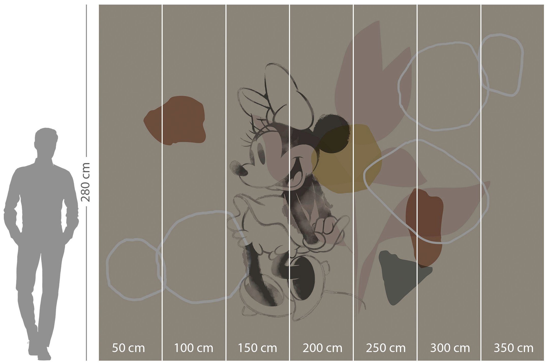 Komar Vliesbehang Digitale print vlies - Minnie Soft Shapes - Afmeting 350 x 280 cm