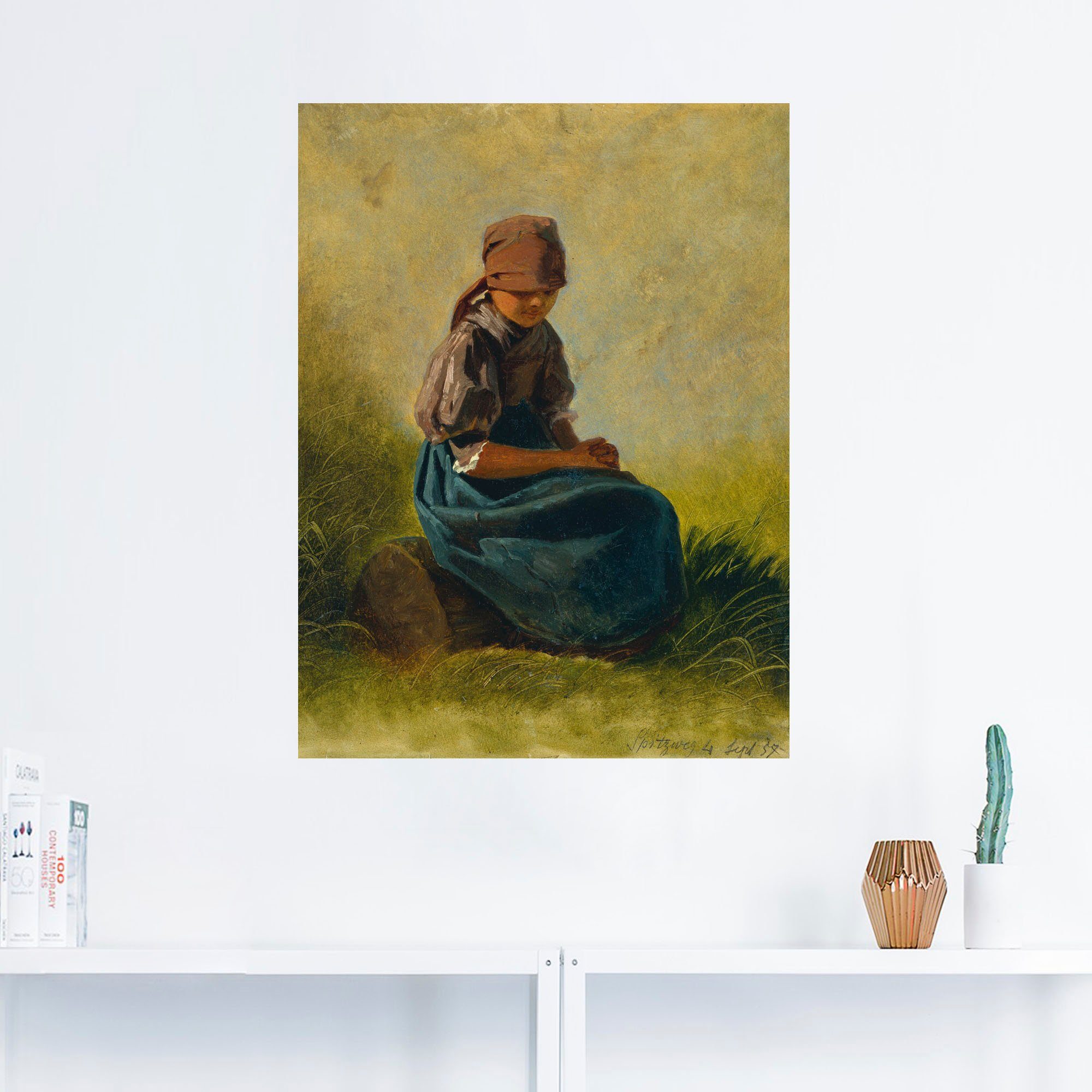Artland Artprint Boeren meisje met gevouwen handen als artprint op linnen, muursticker of poster in verschillende maten