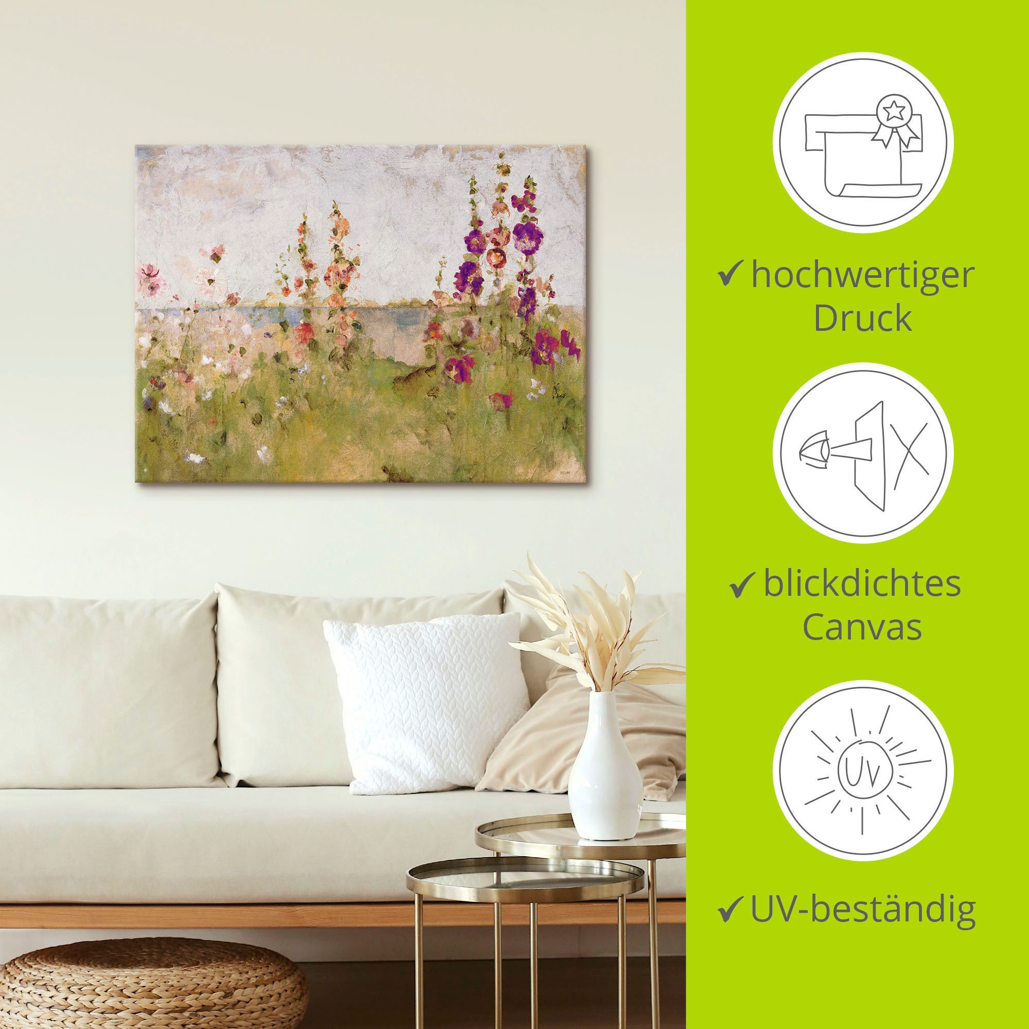 Artland Artprint Stokrozen aan de zee als artprint op linnen, poster, muursticker in verschillende maten