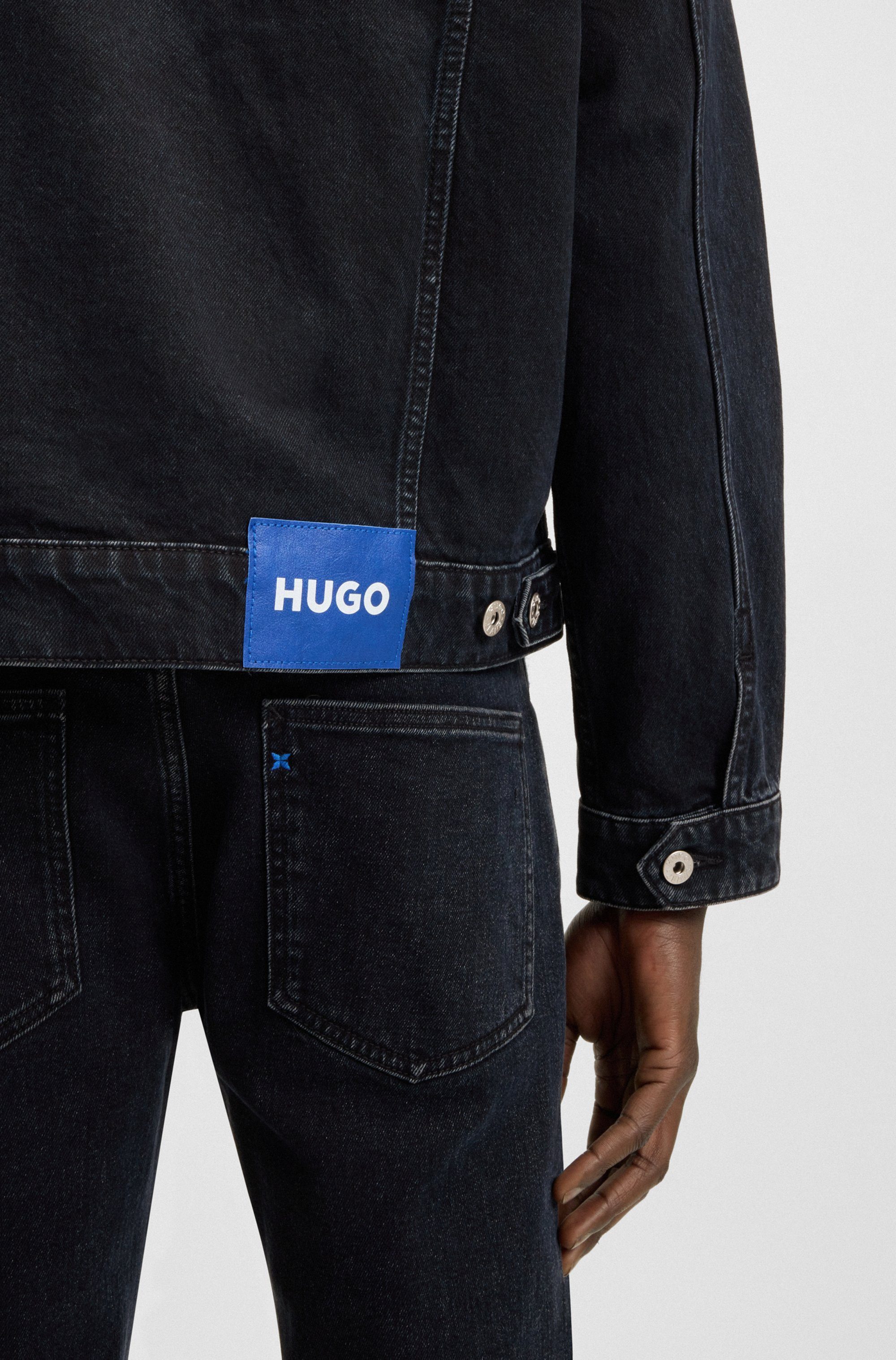 HUGO Blue Jeansjack Dex met logodetails