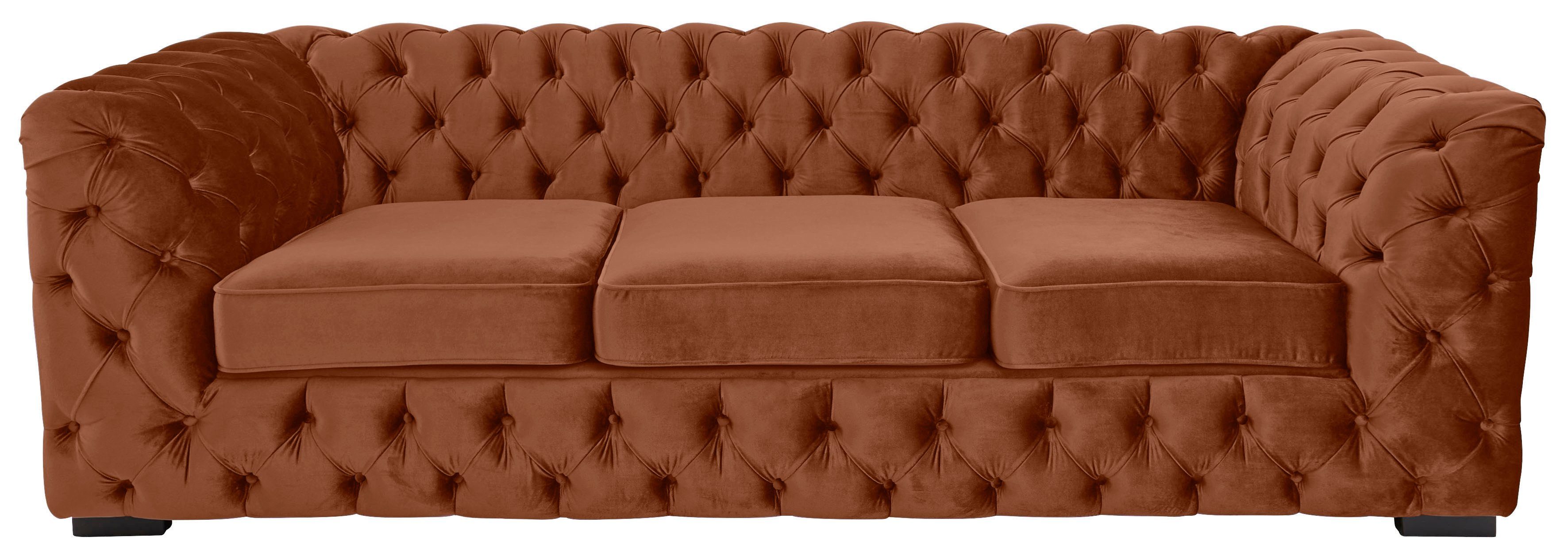 Guido Maria Kretschmer Home&Living Chesterfield-bank Kalina klassieke chesterfield knoopdetails, zeer hoogwaardige afwerking oranje, chesterfield