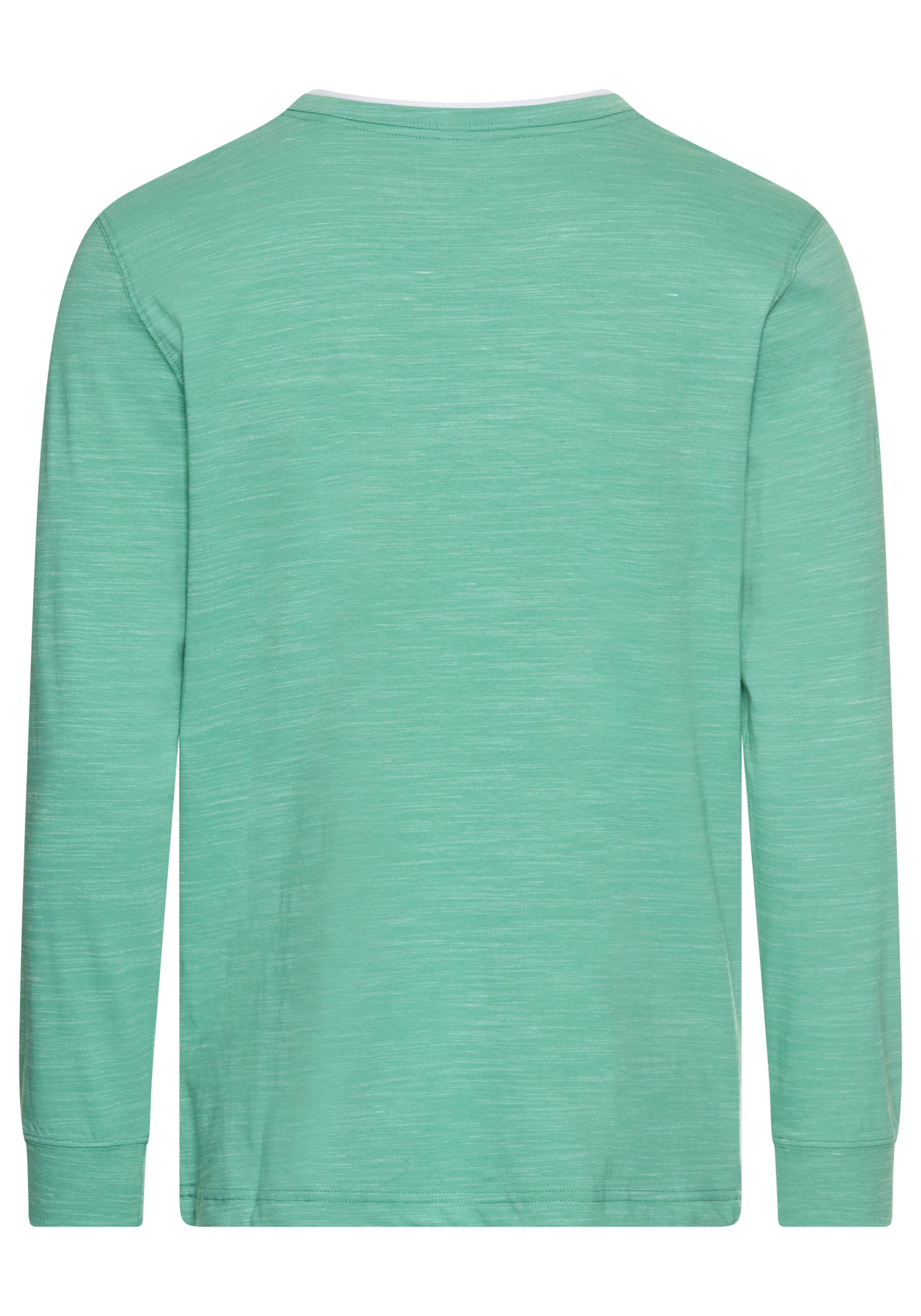 DELMAO Henleyshirt Lange mouwen, gemêleerde look, henleykraag, van katoenmix