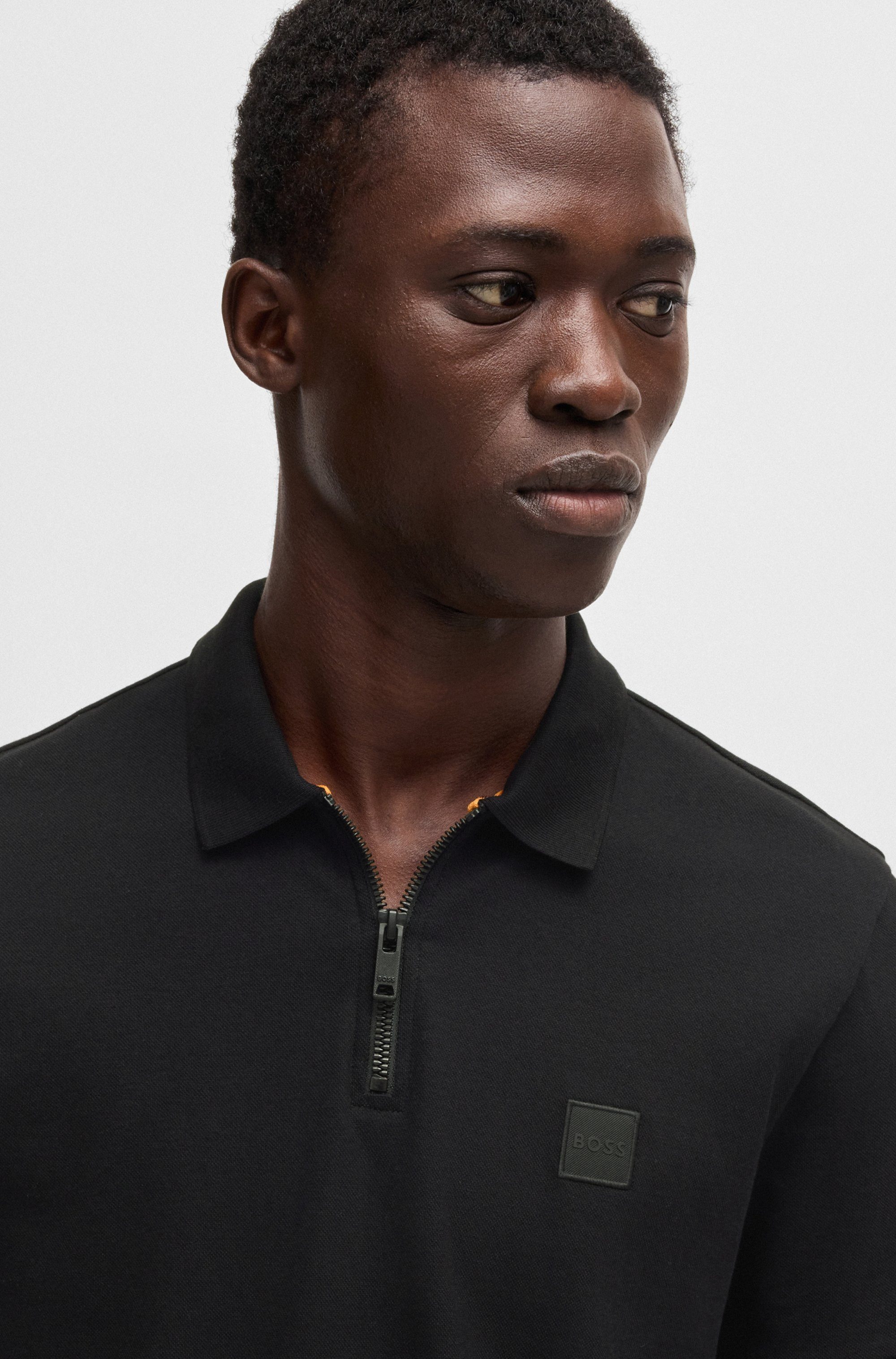 Boss Orange Poloshirt Passerzip 1025 met een polokraag
