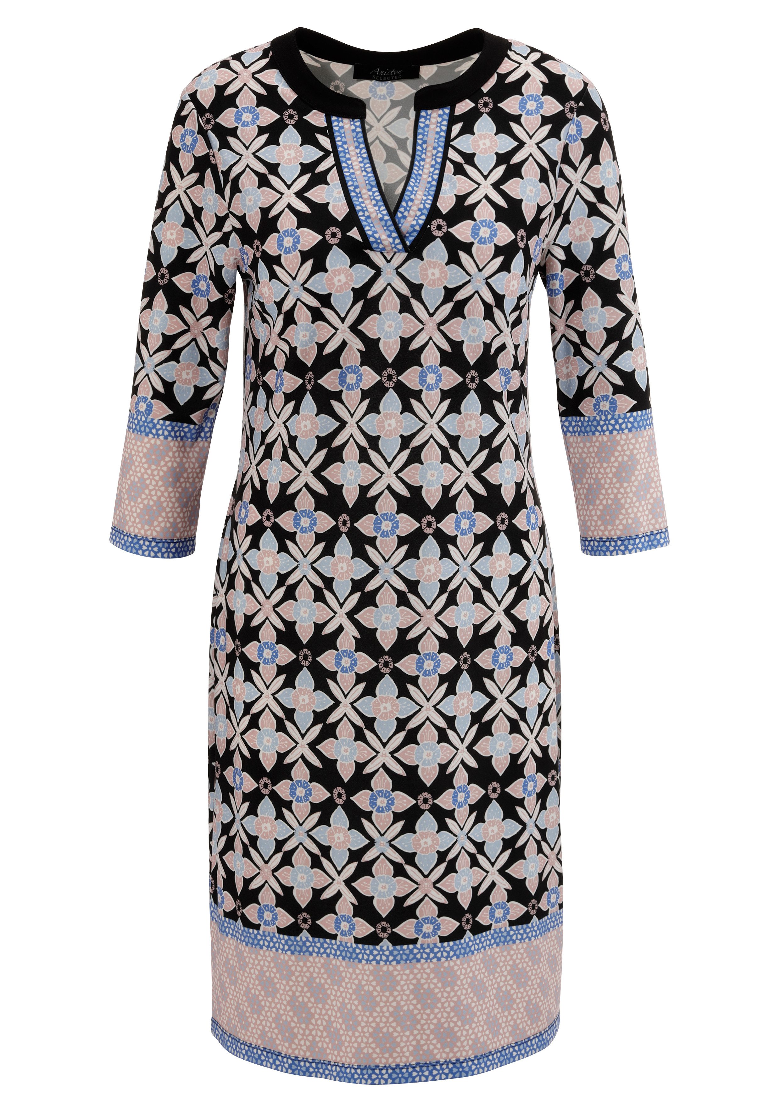 Aniston SELECTED Jerseyjurk met speelse bloemetjesrand - nieuwe collectie