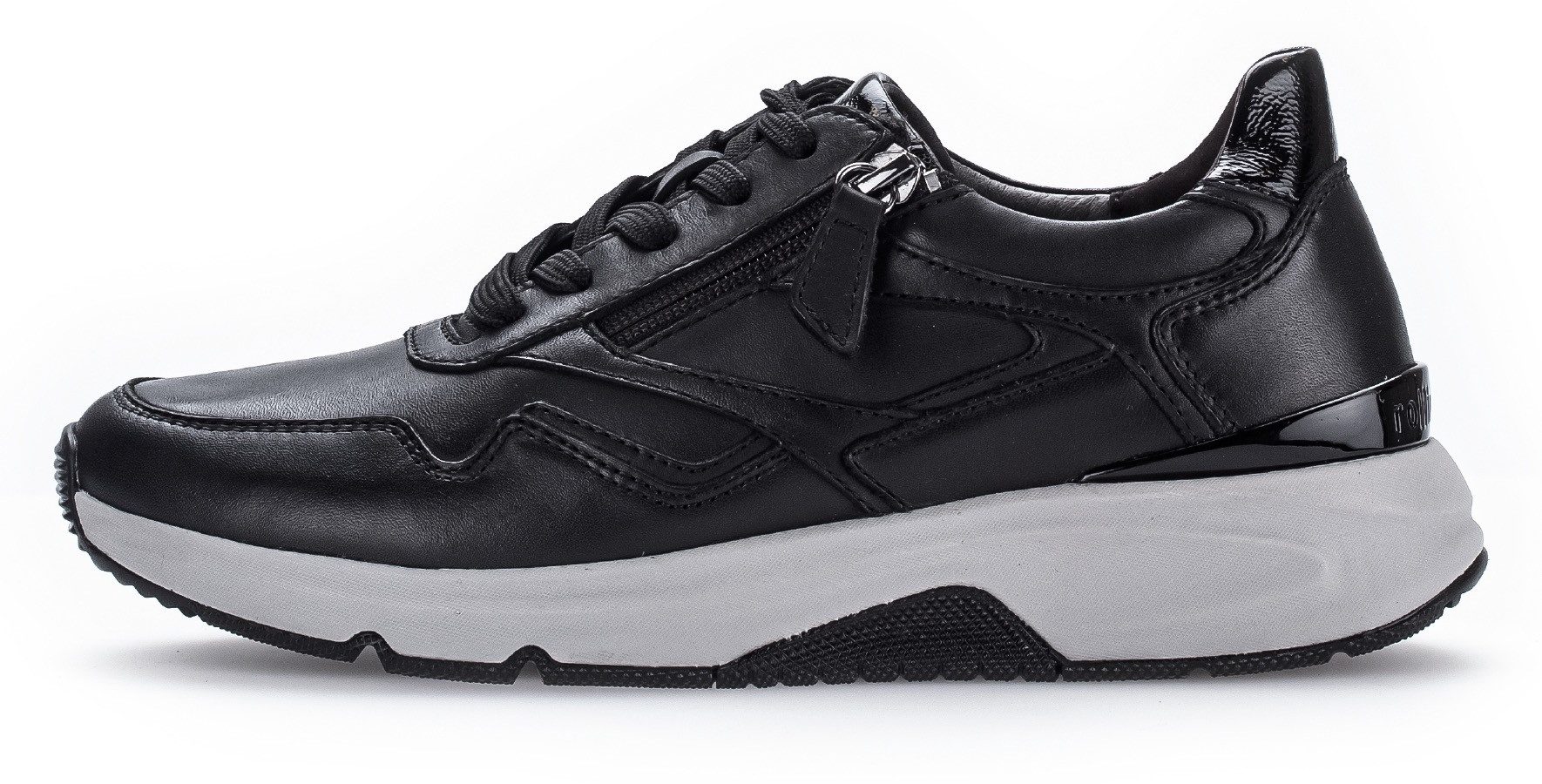 Gabor Rollingsoft Sneakers met sleehak vrijetijdsschoen, lage schoen, veterschoen, logo op de hiel