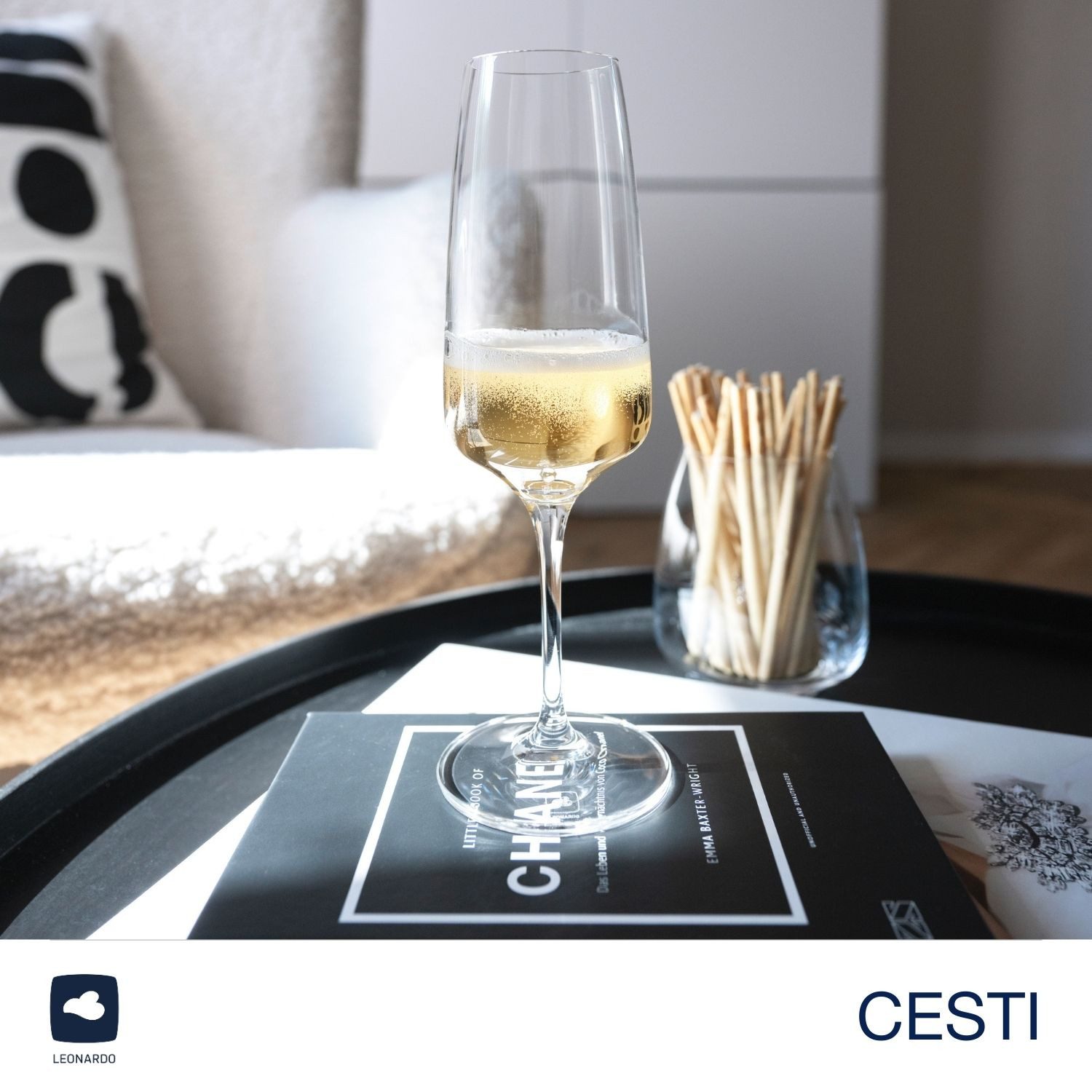 LEONARDO Champagneglas Champagneglazen CESTI + poetsdoek (set, 7-delig)
