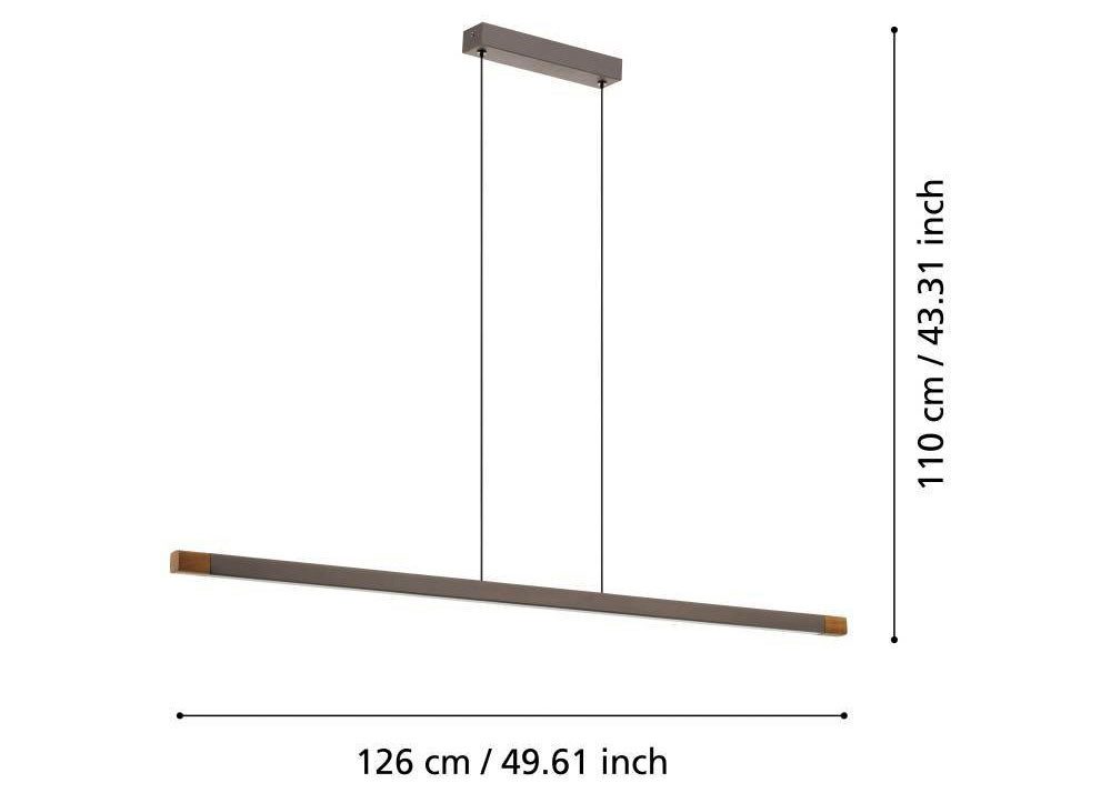 EGLO Hanglamp LISCIANA FSCM70HB, aluminium in bruin en hout in walnoot-look, lamp, 126 cm (1 stuk)