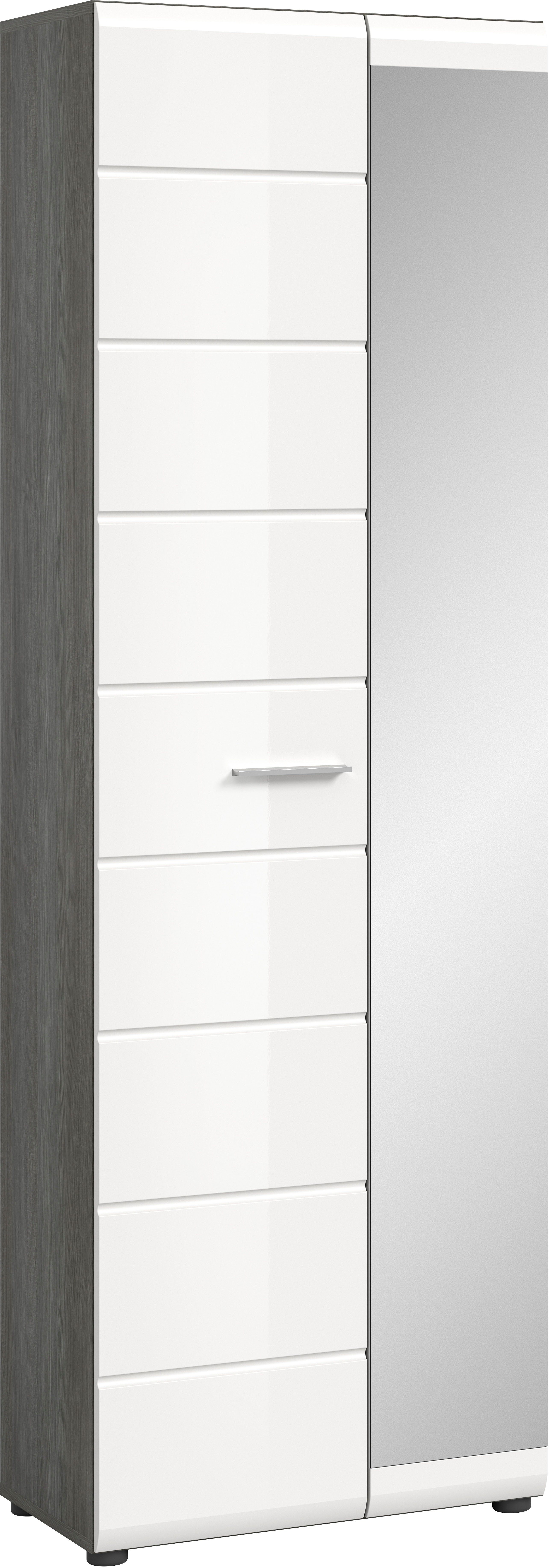 INOSIGN Kledingkast Rumba, Hoogte 192 cm, 1 Hoogglans deur, 1 Spiegeldeur, 4 legplanken,