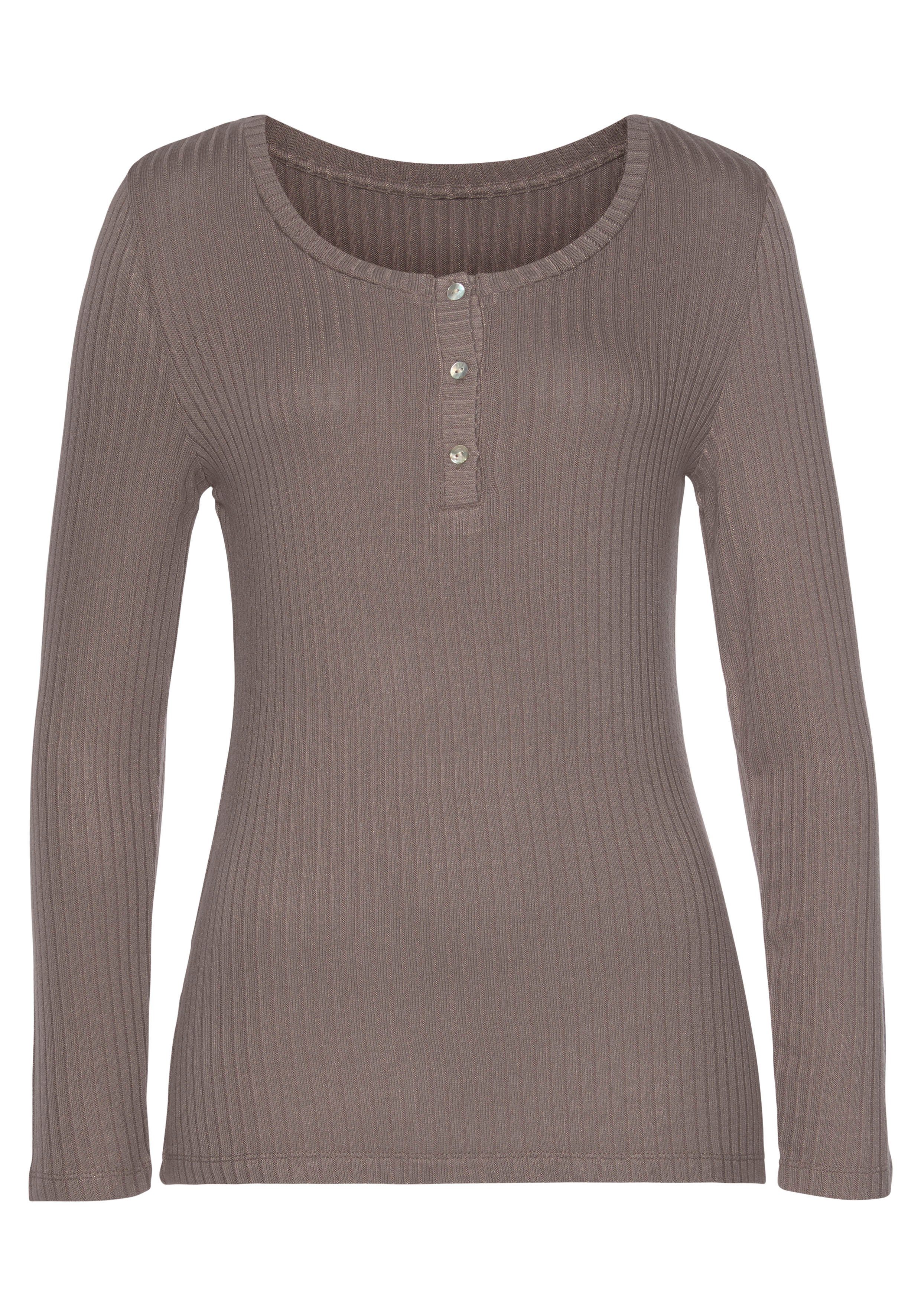 Vivance Shirt met lange mouwen Met korte knoopsluiting van zachte ribkwaliteit met viscose