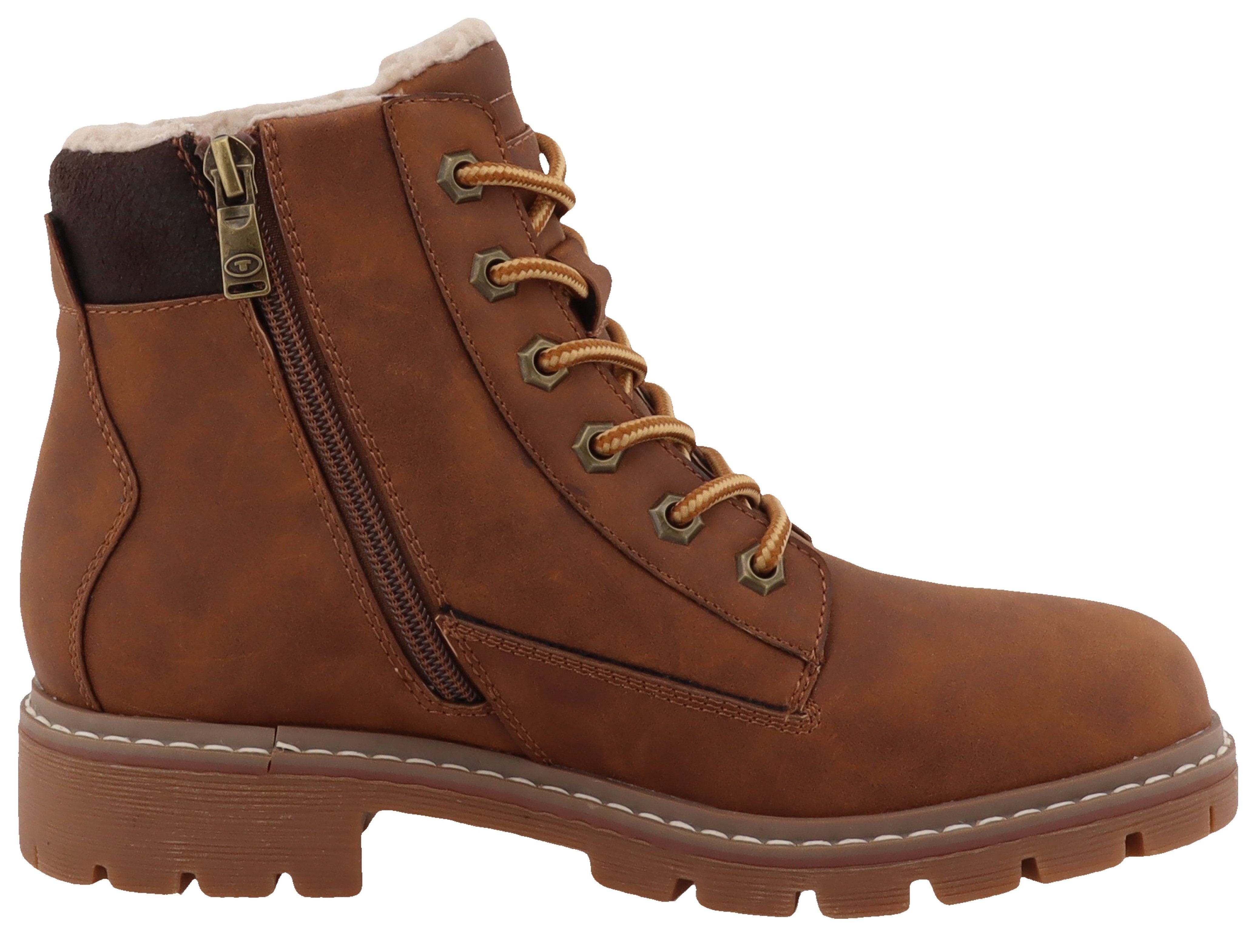 Tom Tailor Winterlaarzen hakken, winter-enkellaars, veterschoenen met logo-decoratie