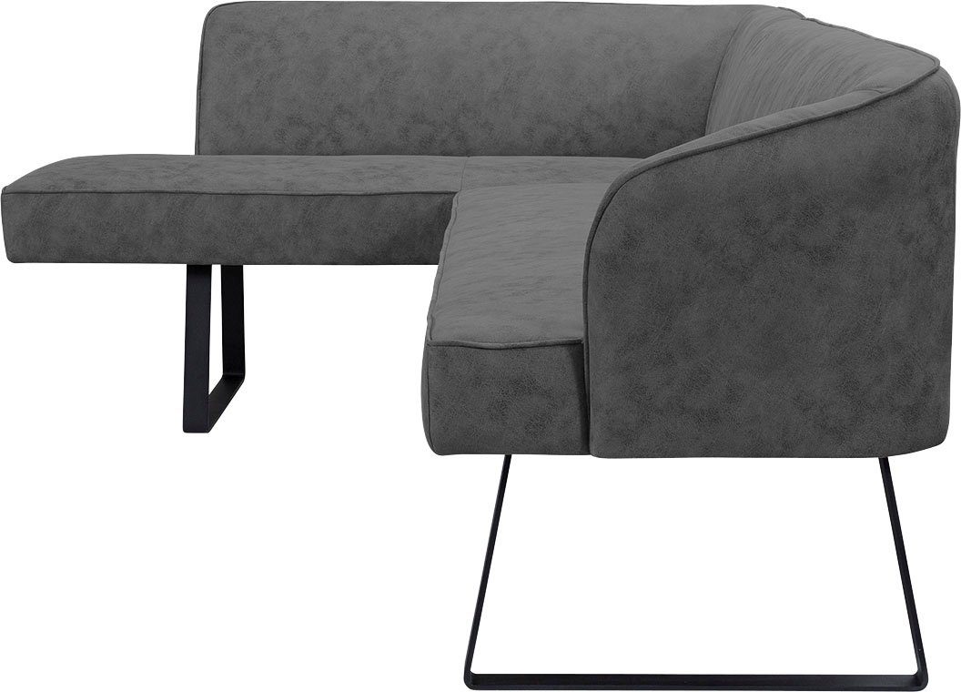 exxpo - sofa fashion Hoekbank Americano met opstaande naad en metalen poten, bekleding in verschillende kwaliteiten