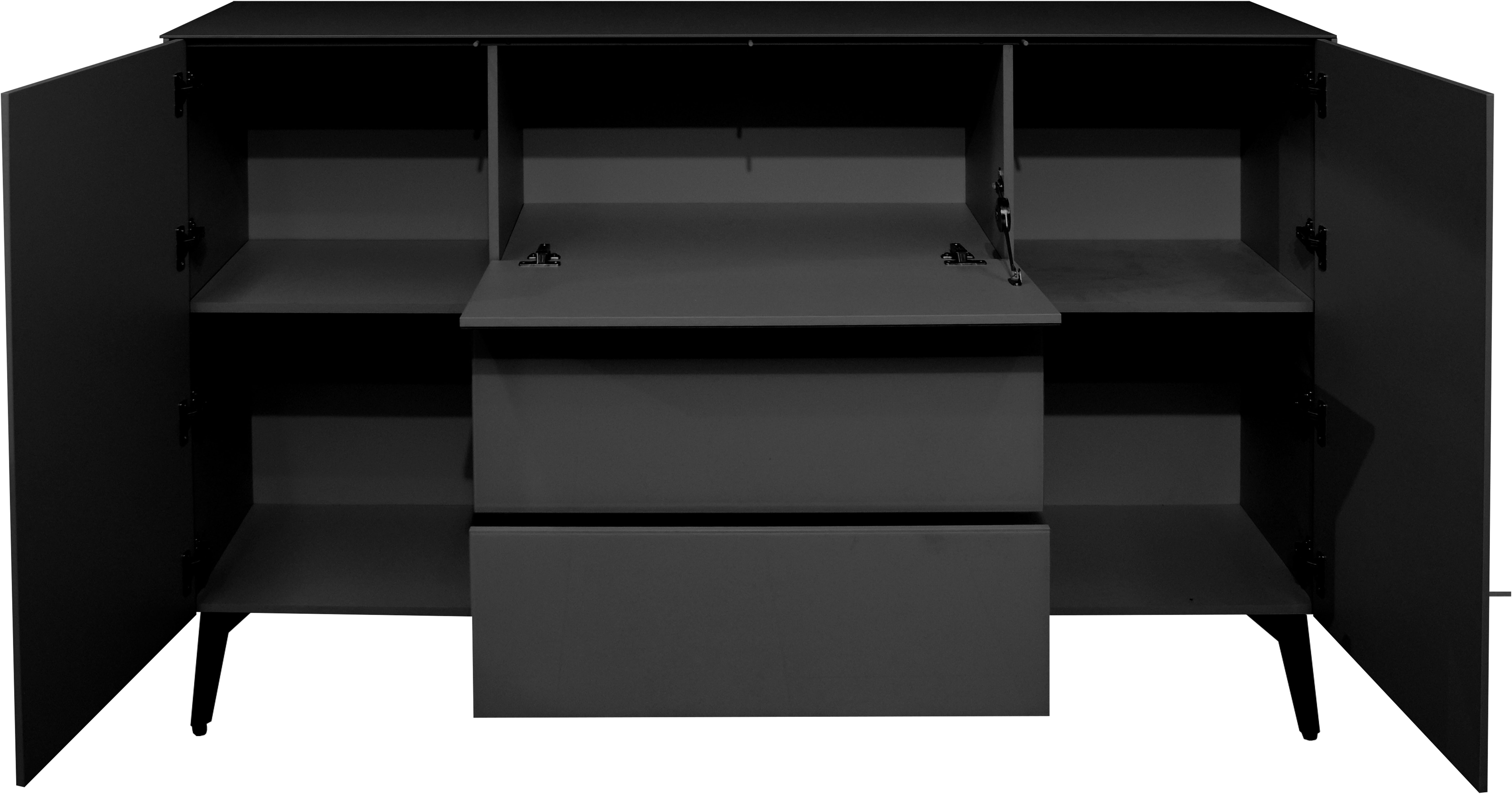 Mäusbacher Kast Imola BESTSELLER! Commode met glasfront en glazen bovenblad