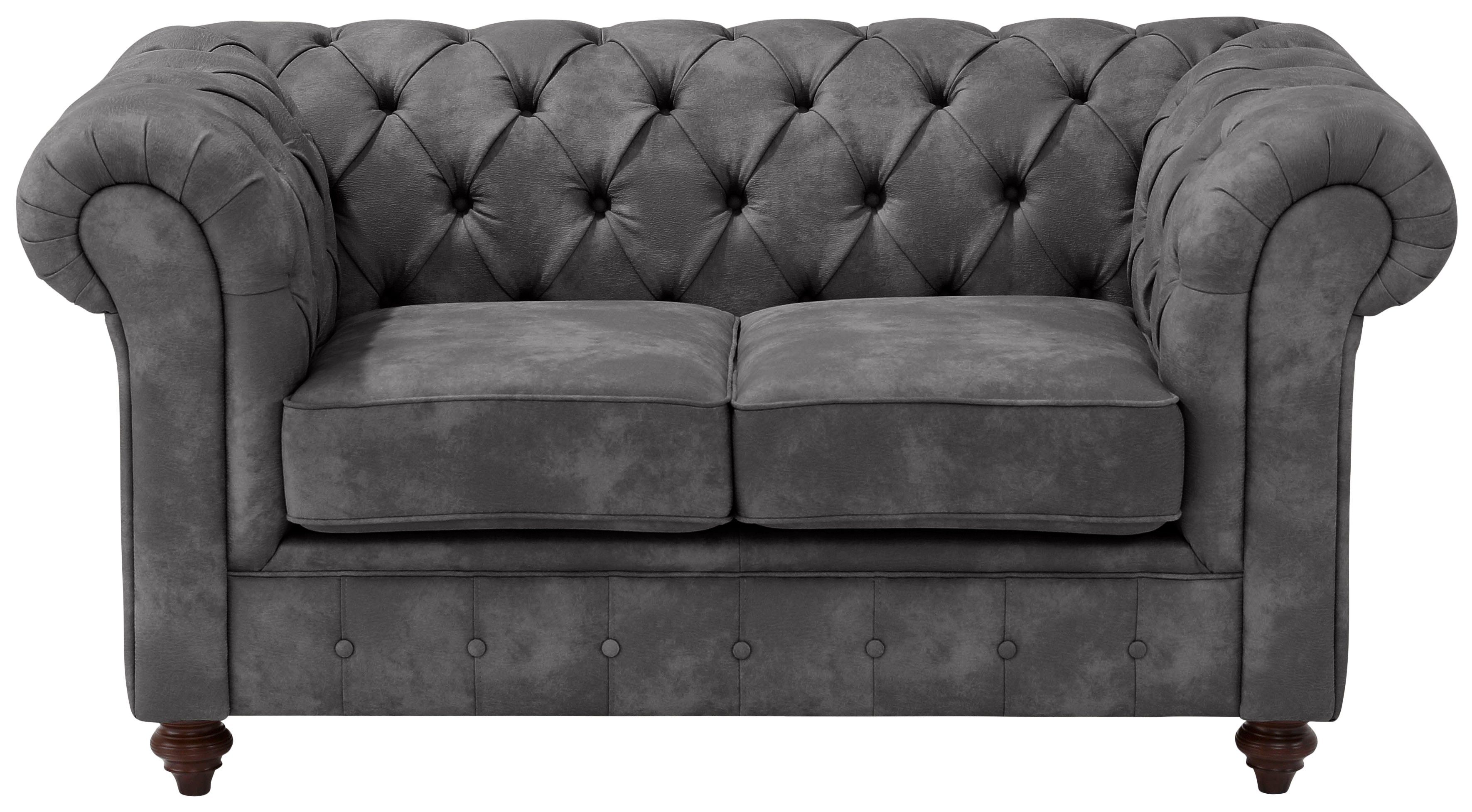 Home affaire Chesterfield-bank Chesterfield 2-zits B/D/H: 150/89/74 cm met hoogwaardige knoopdetails, ook in leer