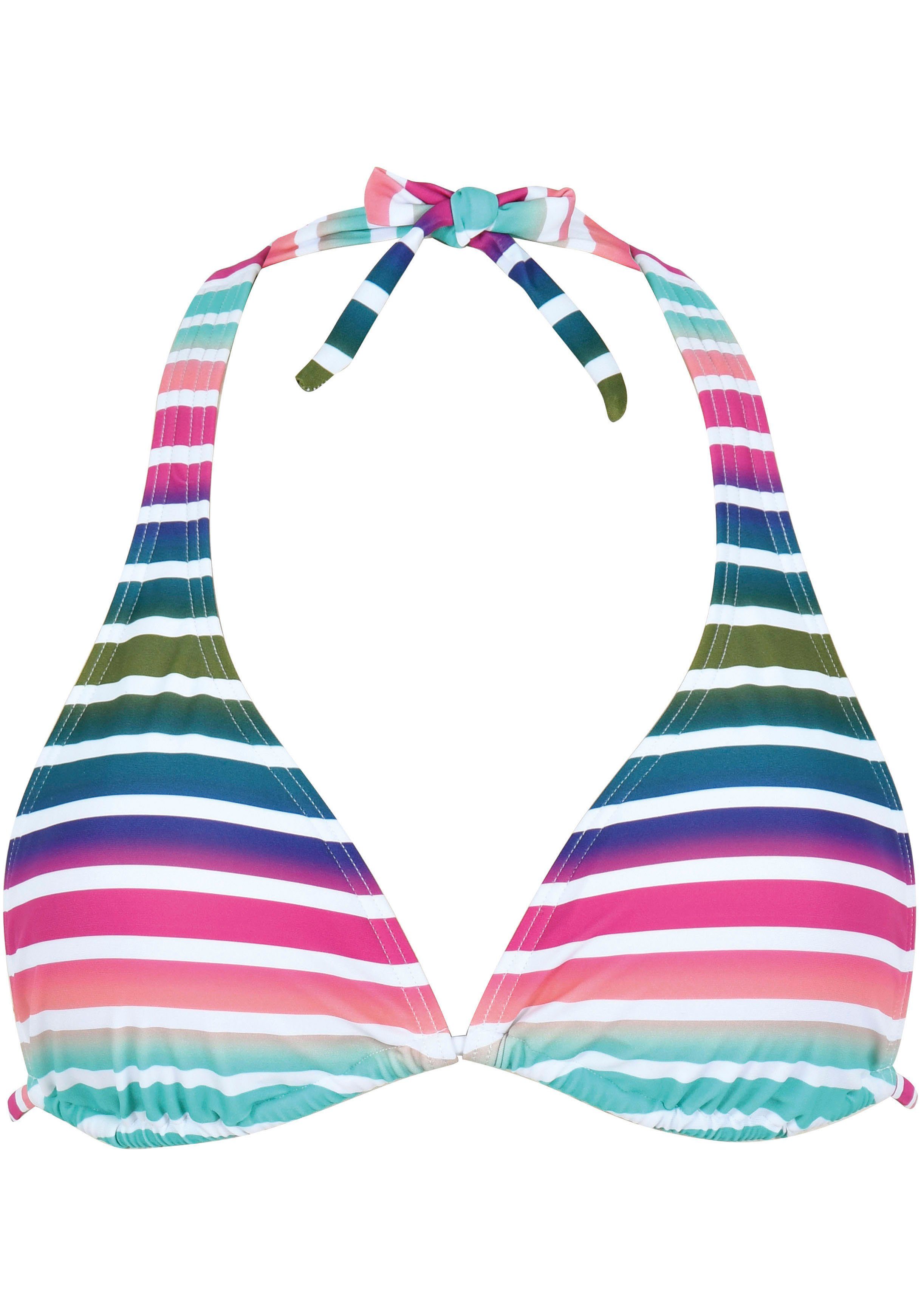 Naturana Triangel-bikinitop Ice pop met uitneembare pads en multicolor-strepen (1 stuk)