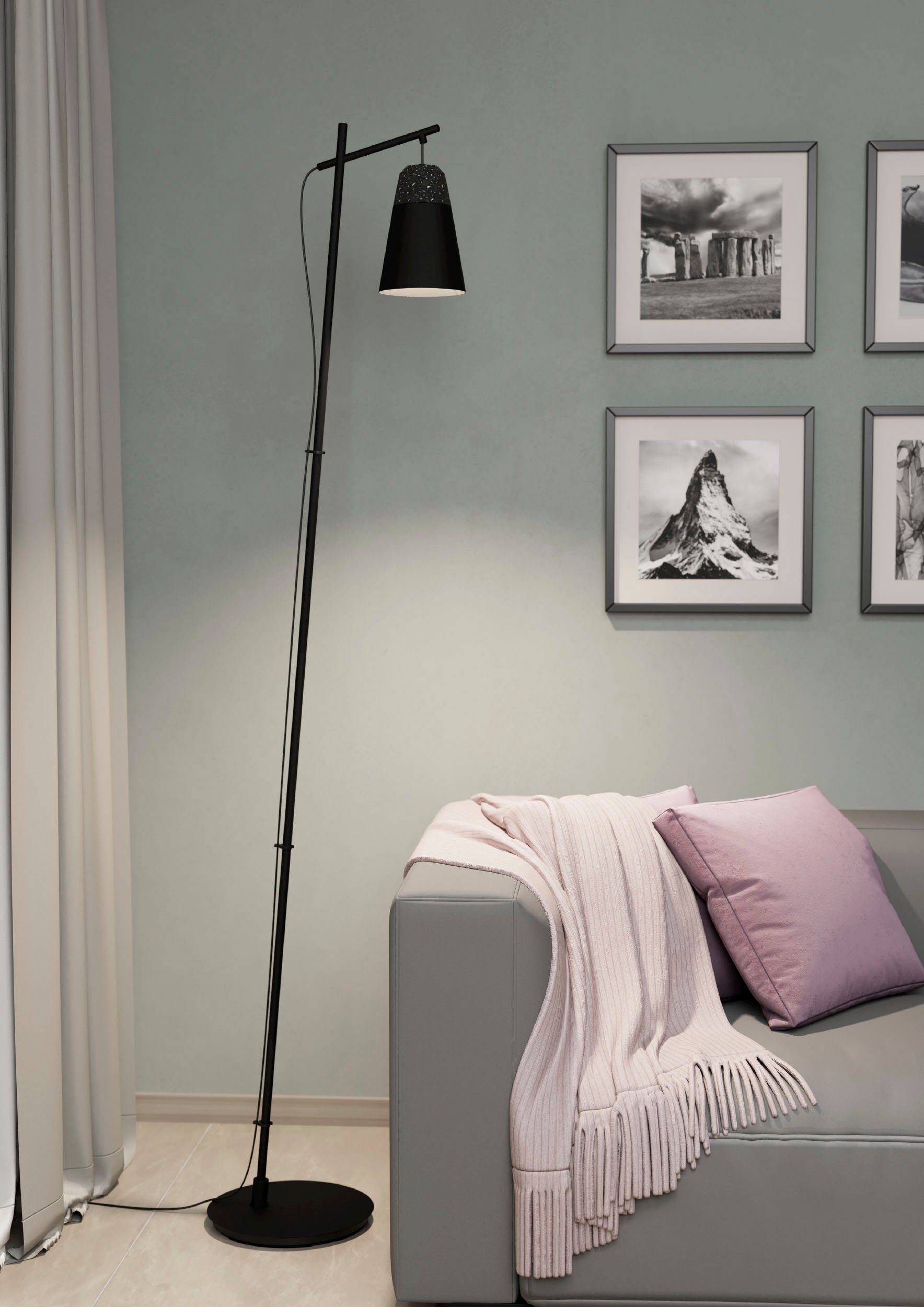 EGLO Staande lamp CANTERRAS Vloerlamp in zwart van staal - excl. E27 - 1X40W (1 stuk)
