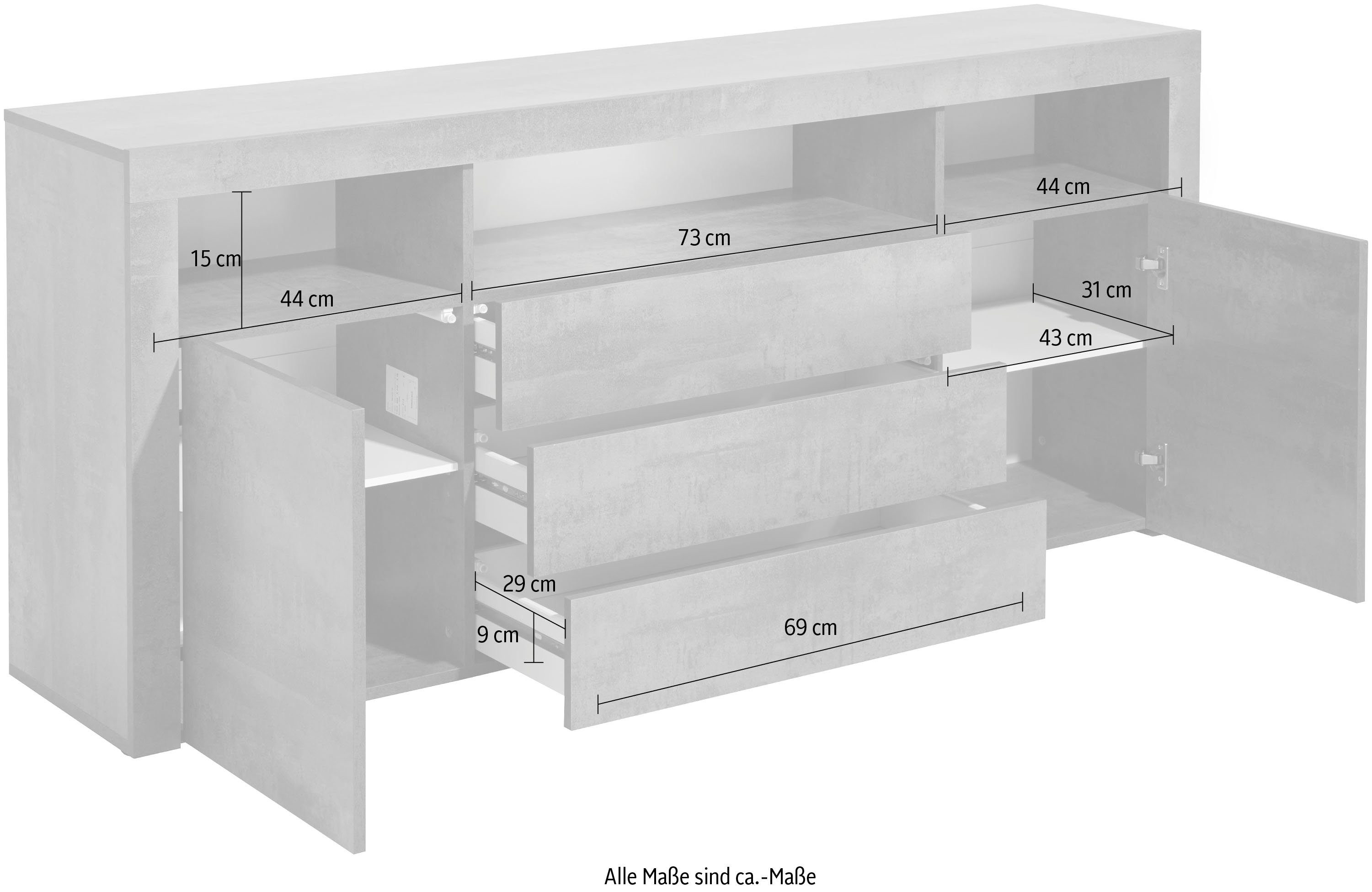 borchardt Möbel Dressoir Santa Fe Breedte 166 cm