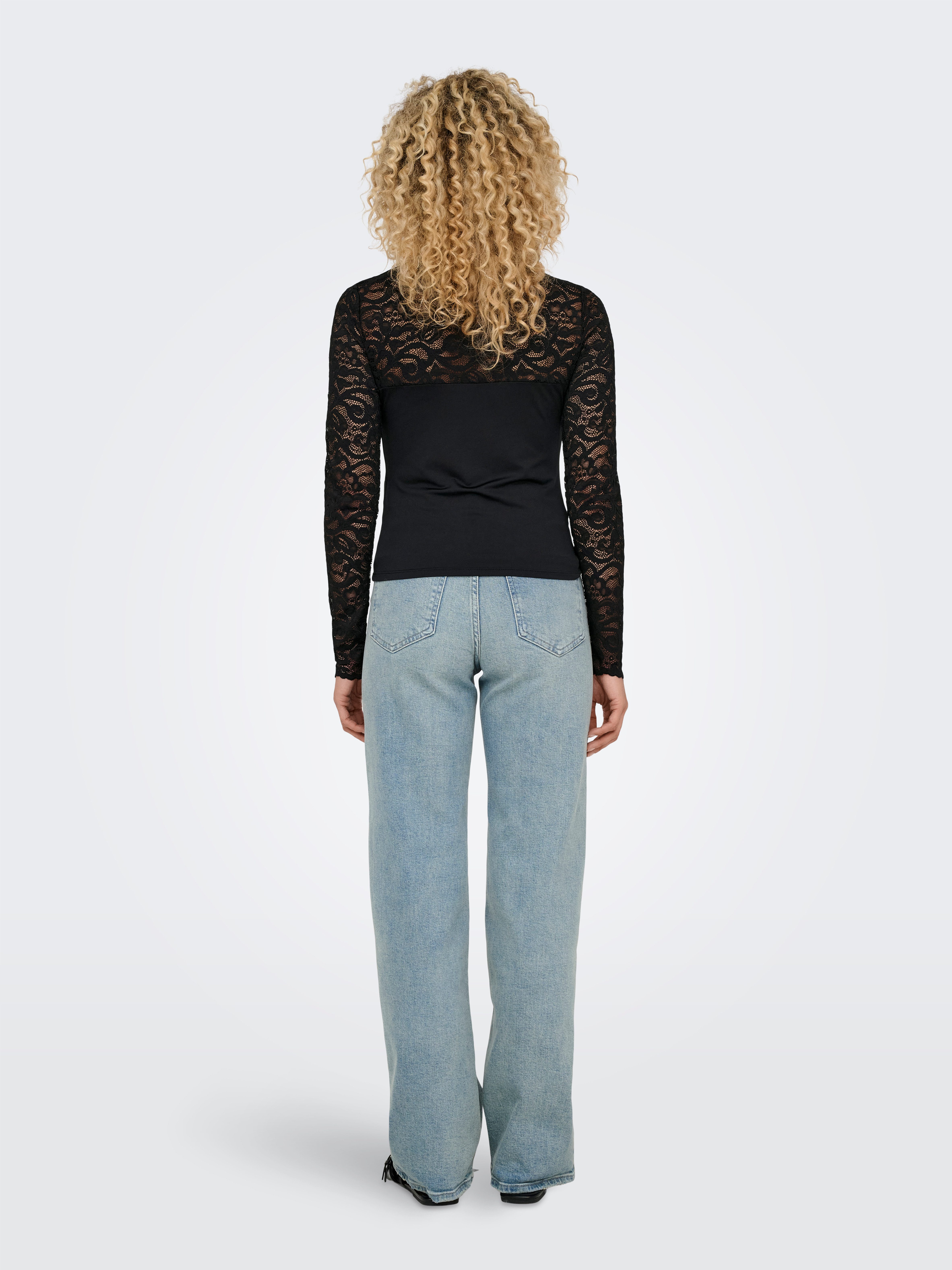 Only Kanten shirt ONLLIV L/S LACE TOP ACC