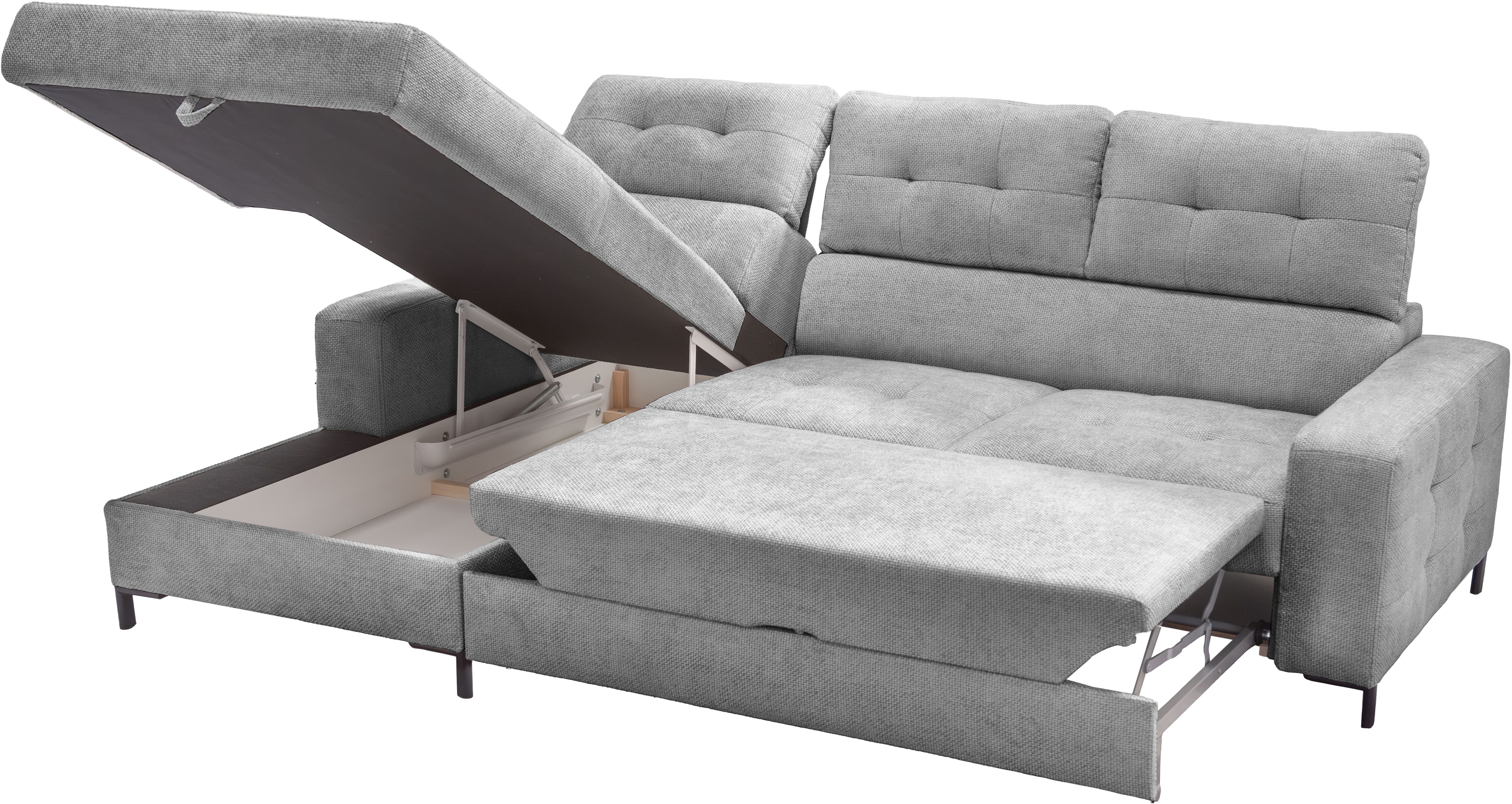 exxpo - sofa fashion Hoekbank Bonito, met rug- en zitdiepteverstelling, inclusief bed & bedlade