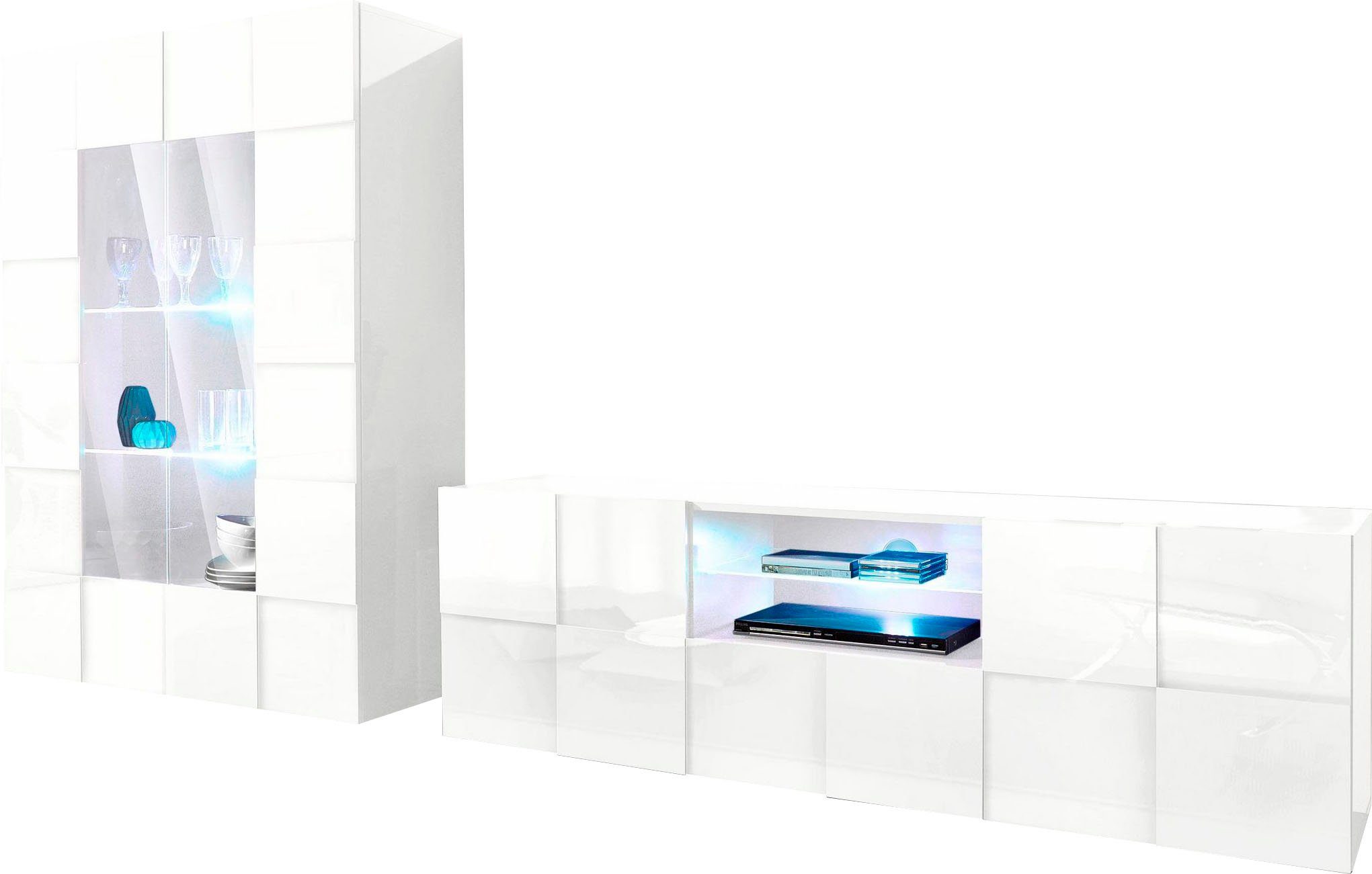 INOSIGN Tv-meubel Dama Breedte 181 cm, TV-meubel 2 deuren, 1 lade, TV-kast Front in 3D-uiterlijk, veel opbergruimte, verschillende kleuren