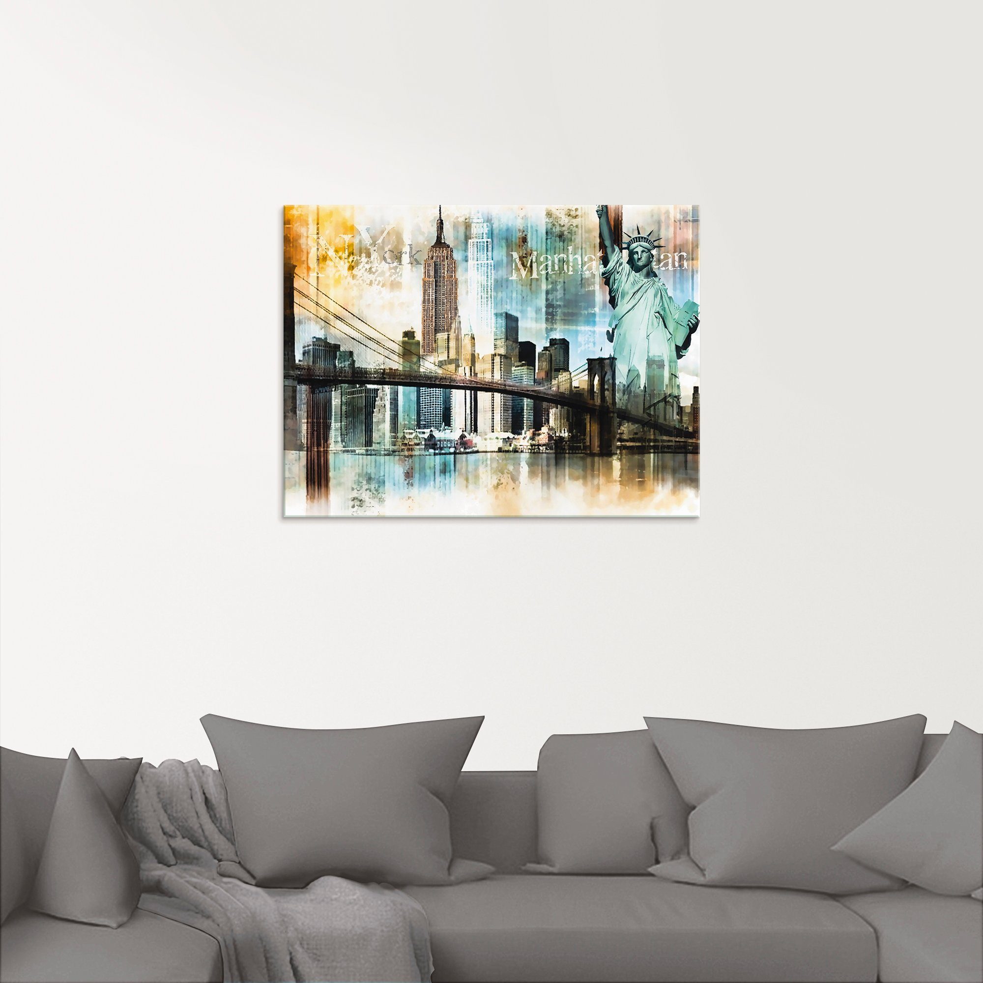 Artland Print op glas New York skyline abstracte collage II