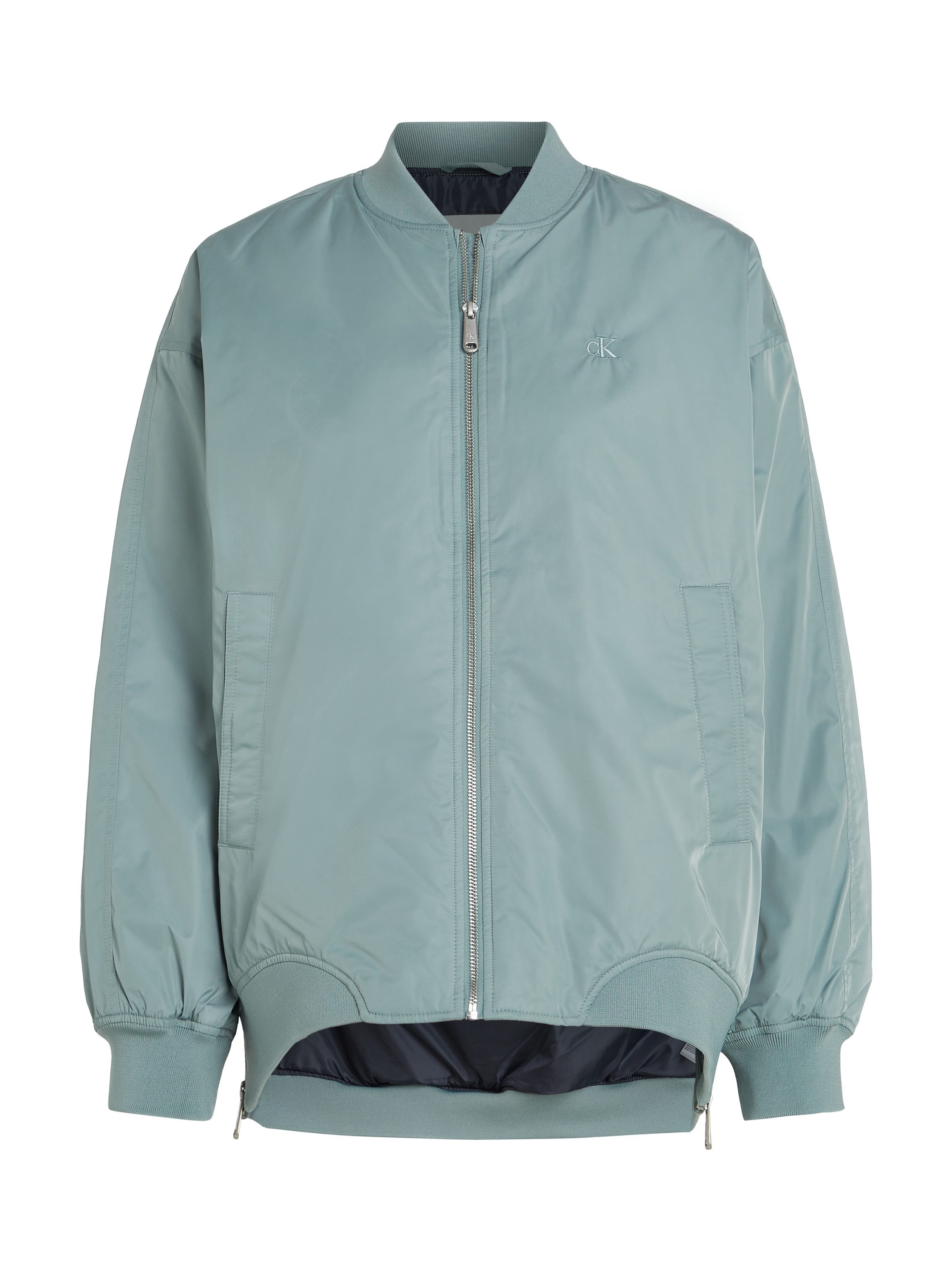 Calvin Klein Bomberjack LONG BOMBER met logo-opdruk, tailleafsluiting versmald door elastiek
