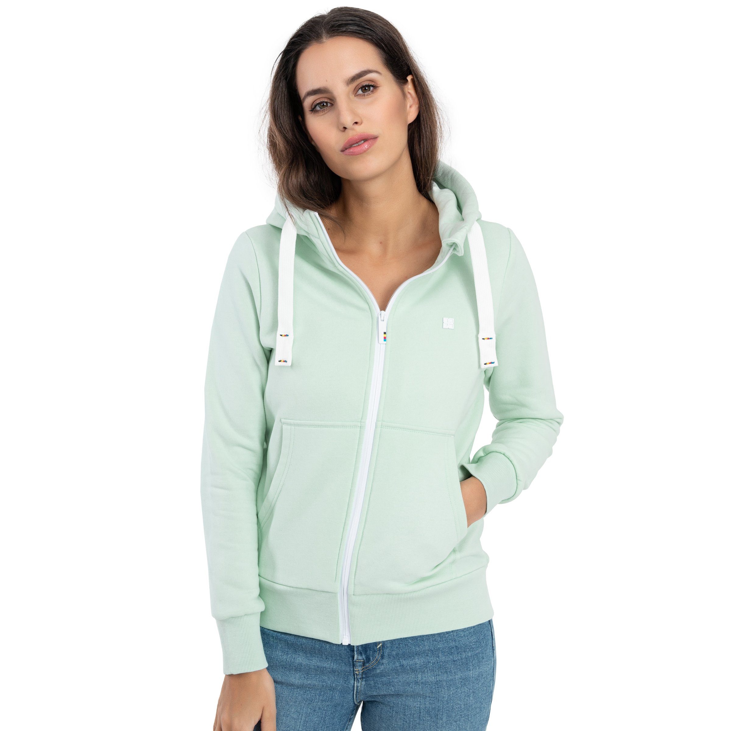 DEPROC Active Capuchonsweatvest FinjaCMYK II zachte fleecejack met kangoeroezak