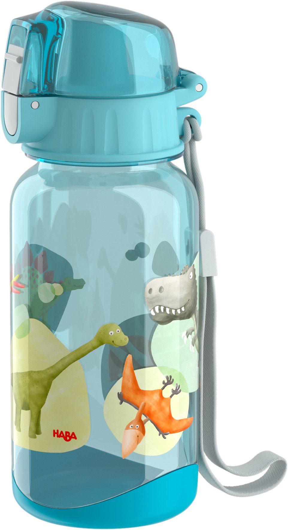 Haba drinkfles Dino's junior 18 cm polyester blauw