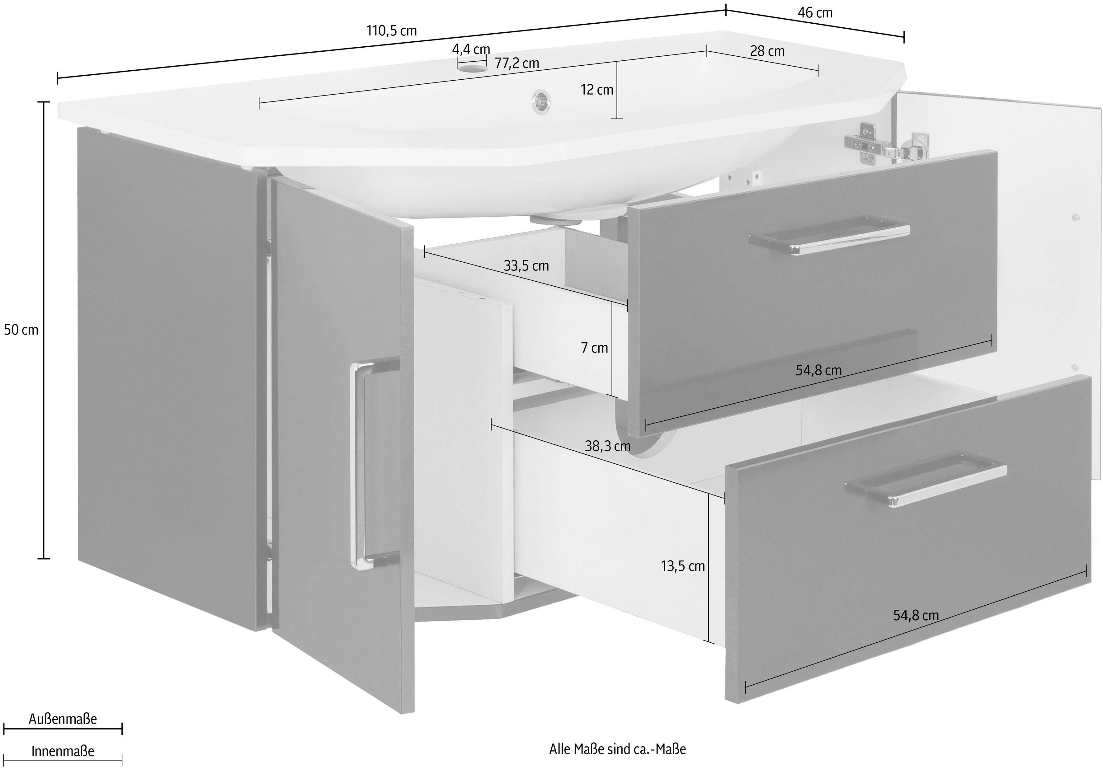 OPTIFIT Wastafelonderkast AVA Breedte 110 cm, met gegoten wasbak
