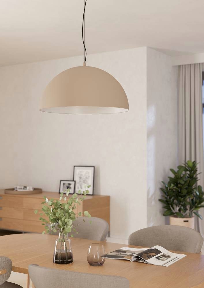 EGLO Hanglamp GAETANO 1 Hanglamp, metaal in zandkleur en zwart, E27, Ø 53,5 cm (1 stuk)