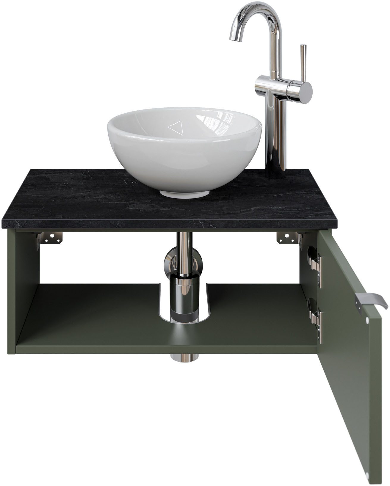 Saphir Wastafelonderkast Serie 6915 wastafel met onderkast voor gastenbadkamer, tweede toilet (3-delig)
