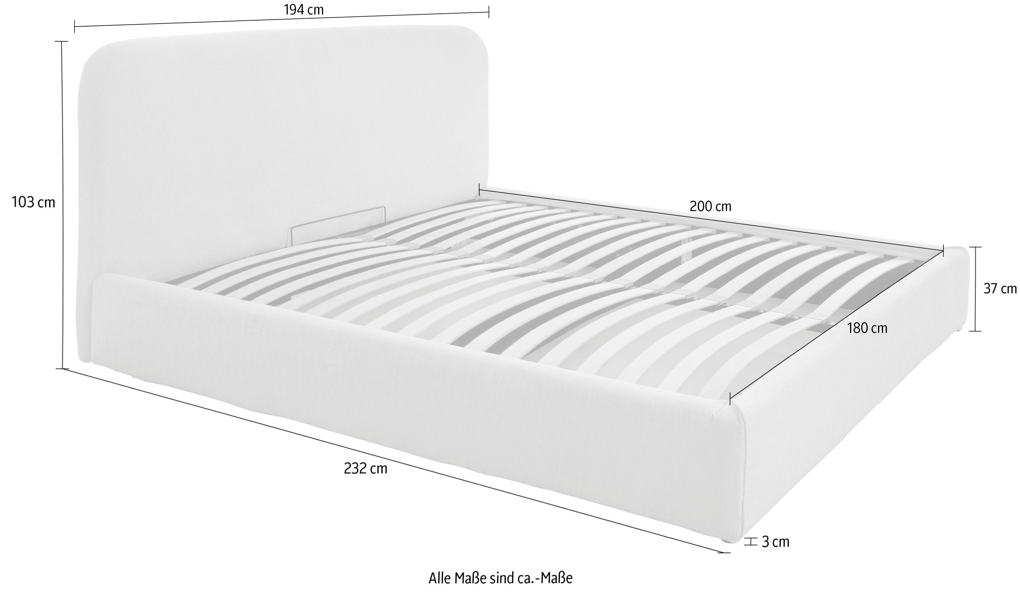 INOSIGN Gestoffeerd bed Venora met bedkist & lattenbodem, in 3 breedten