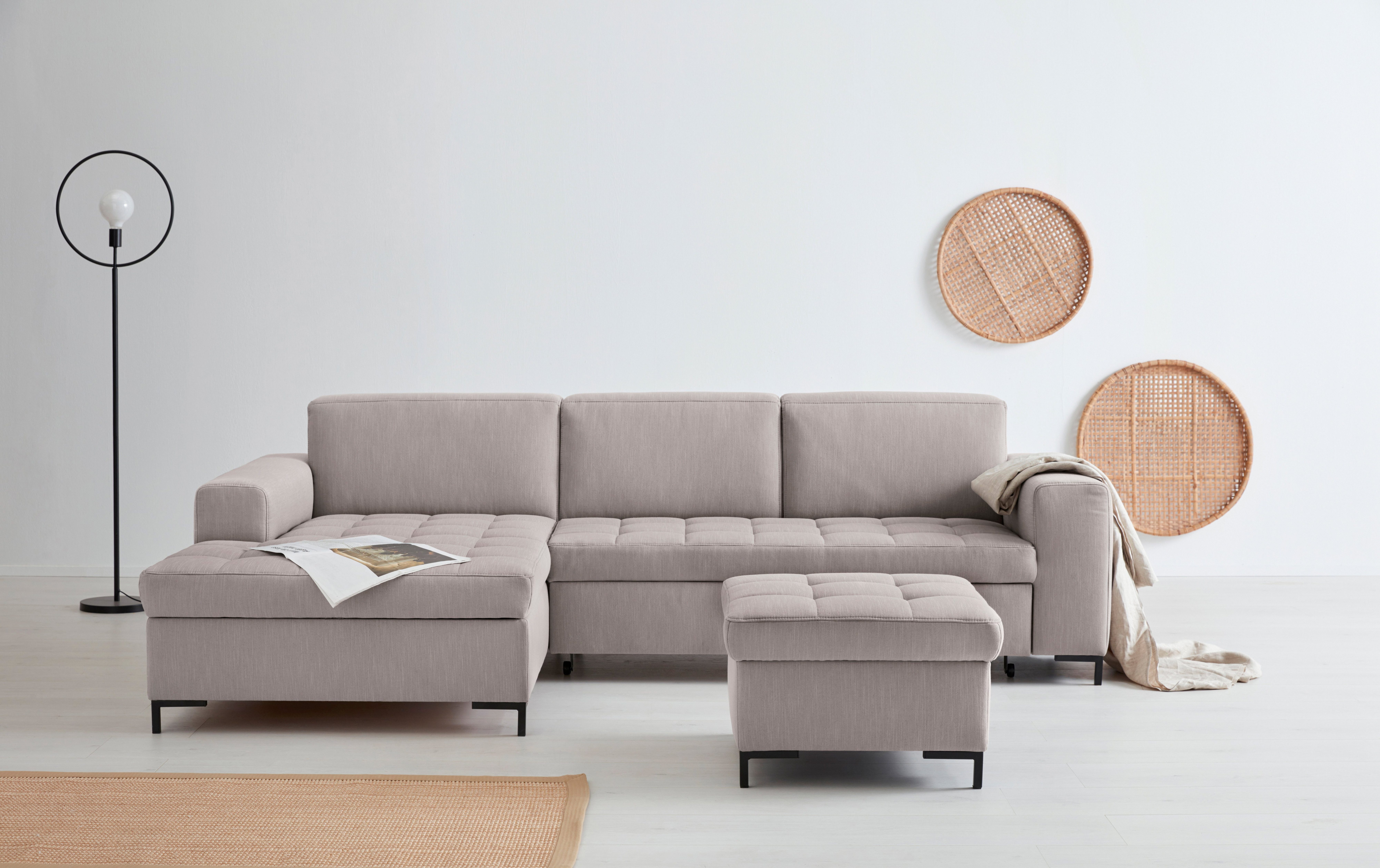 OTTO products Hoekbank Grazzo L-vorm hoogwaardige stoffen van gerecycled materiaal, stiksels op de zitting