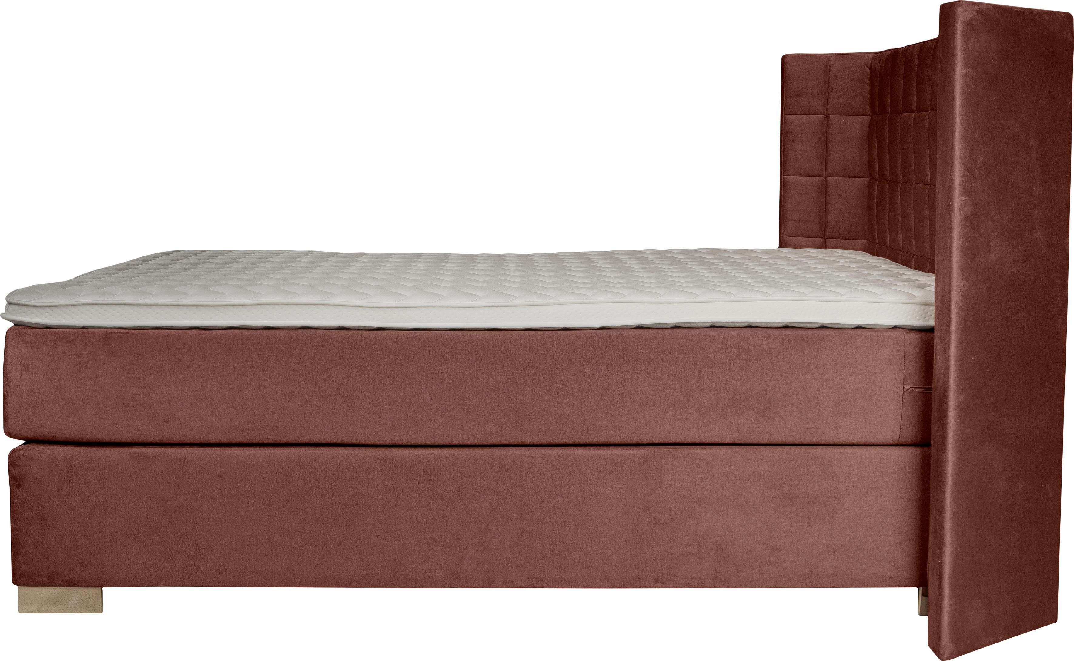 Places of Style Boxspring Piazza met stiksels en hoofdbord met vleugels opzij