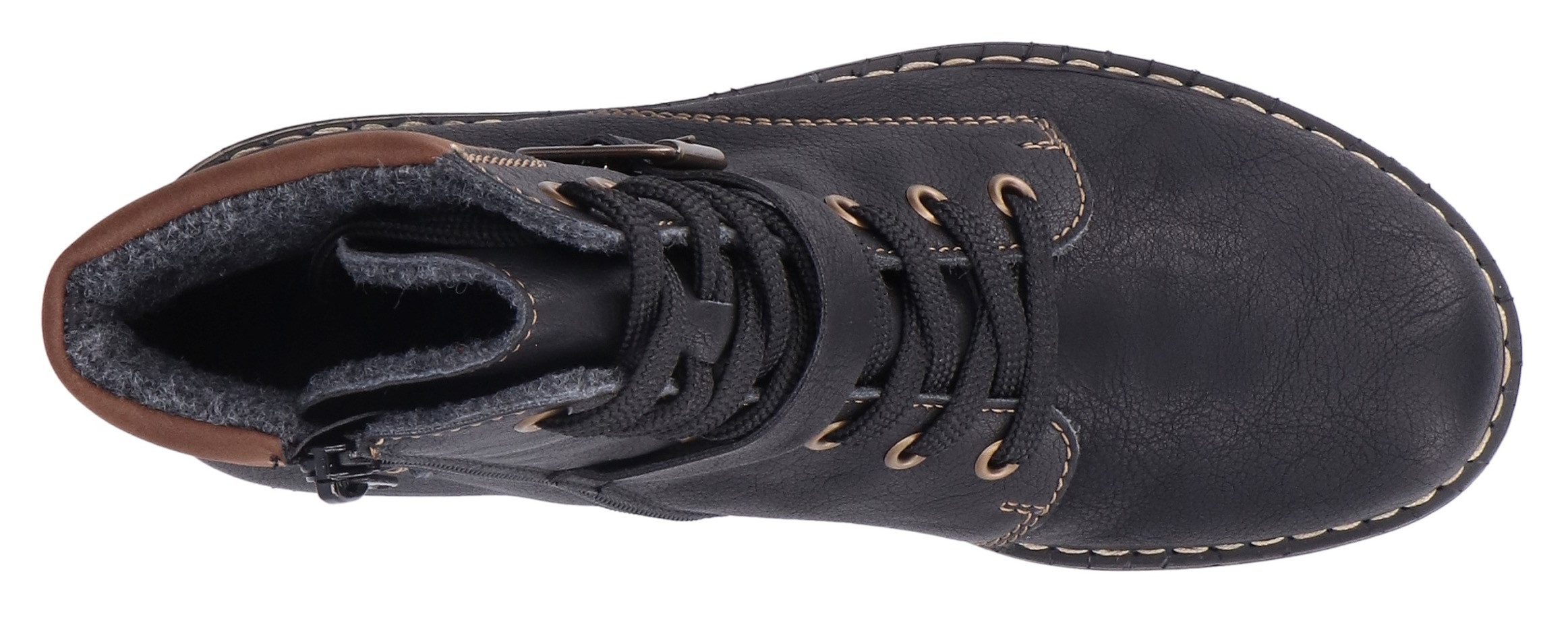 Rieker Veterlaarsjes Veterboots, enkellaarsjes, blokhak, met gewatteerde schachtrand