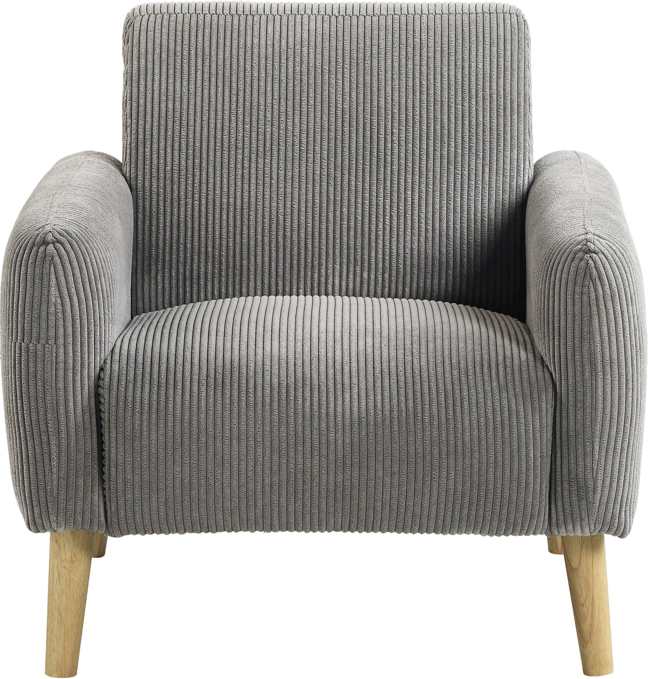 ATLANTIC home collection Fauteuil Moby met binnenvering, kleine zak en moderne ribfluwelen bekleding