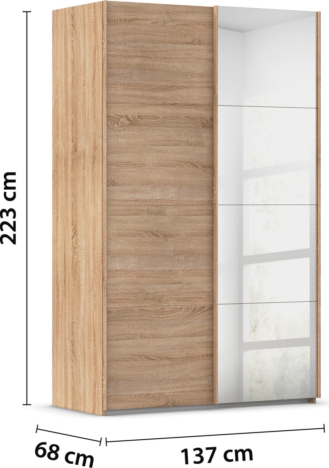 rauch Schuifdeurkast Kledingkast Kast Garderobe Slaapkamerkast EVELYN in elegante stijl met spiegel 5 breedtes veel opbergruimte made in germany