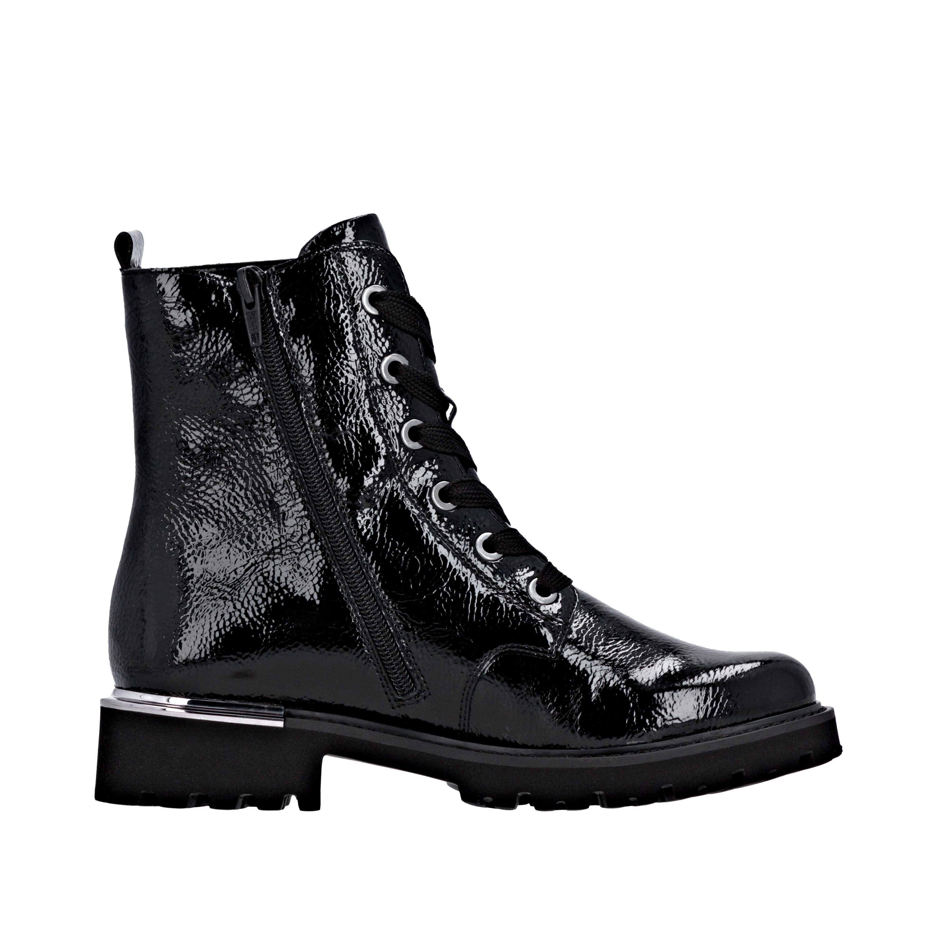 Remonte Veterlaarsjes , blokhak, veterschoenen in krokodillenlook, binnenrits