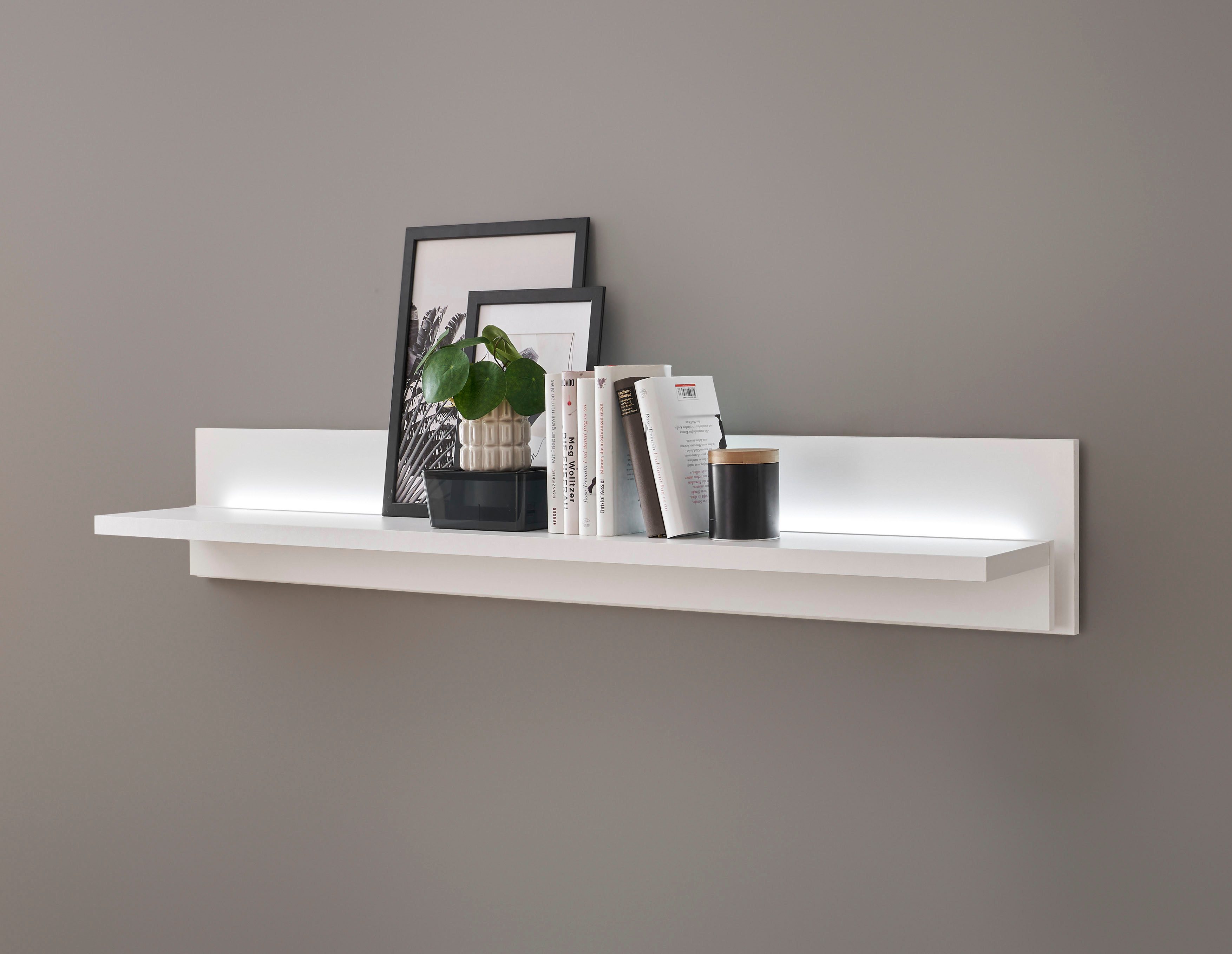 INOSIGN Wandrek Long Island in moderne trendkleur, inclusief verlichting wandplanken wit