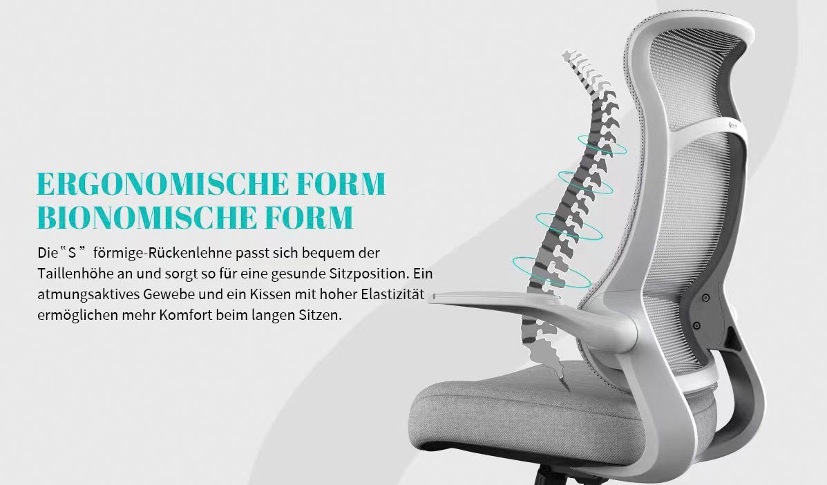 INOSIGN Bureaustoel Toico, design bureaustoel, ergonomische rugleuning, lendensteun & opklapbare armleuningen