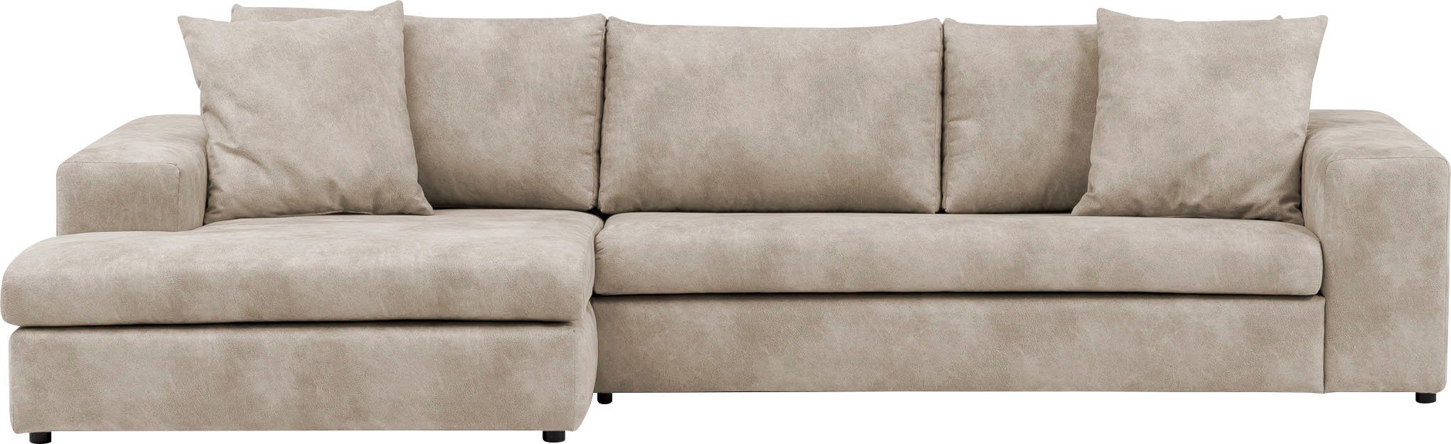 andas Hoekbank SLEETLAND XXL van fluweel of in vintage leer-look, L-model,