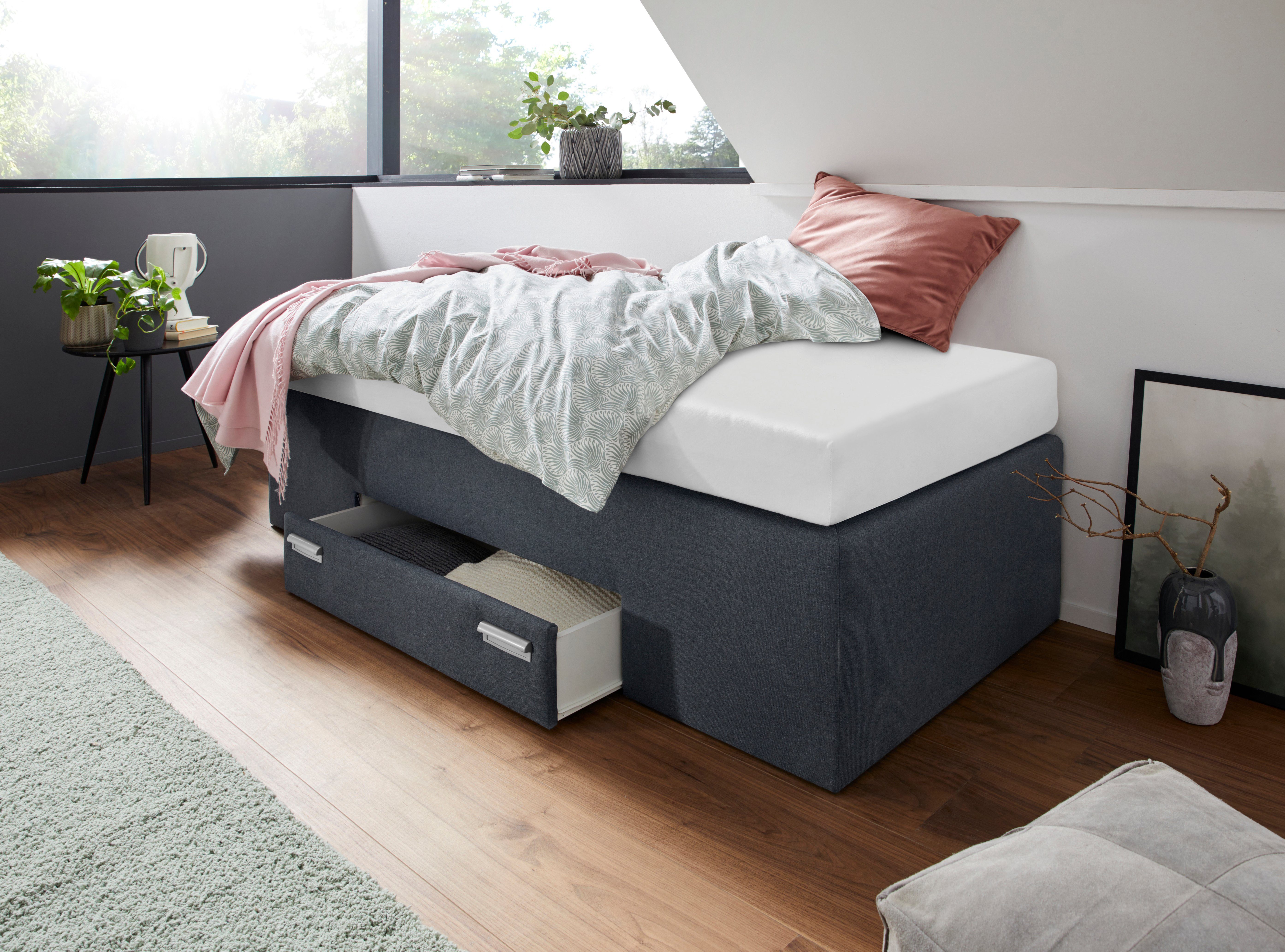 Westfalia Polsterbetten Boxspring met geïntegreerde lade, vrij plaatsbaar boxsprings grijs