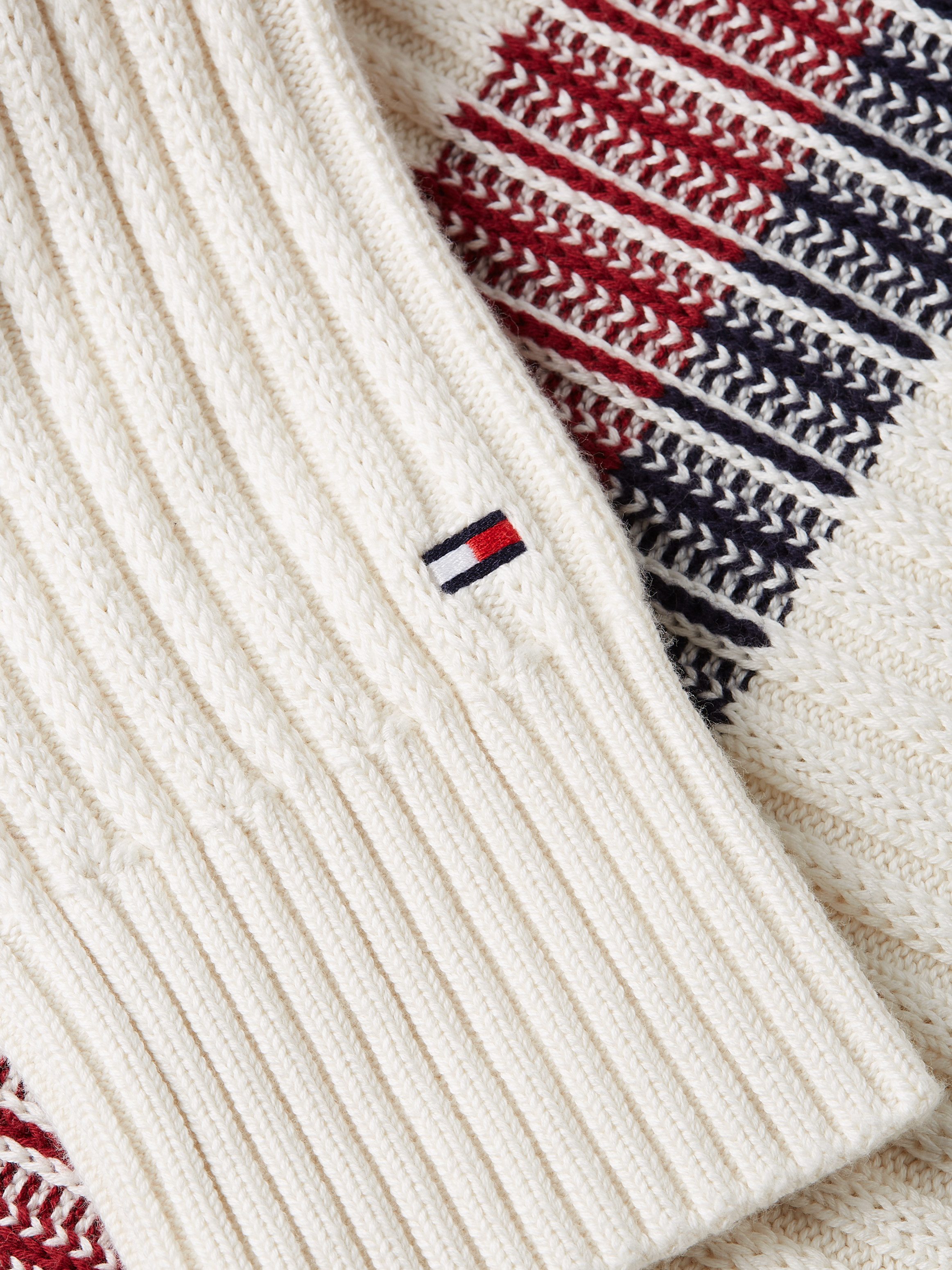 Tommy Hilfiger Trui met ronde hals GLOBAL STRIPE CHUNKY RIB C NK met opvallend color block-ontwerp