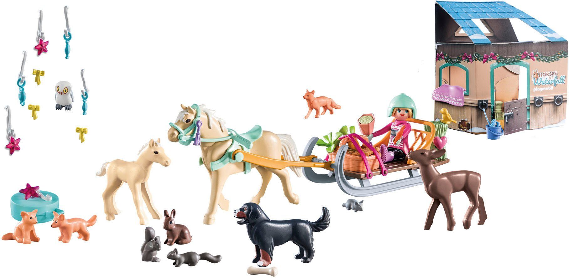 Playmobil® Speelgoed adventskalender Bouwstenen, Paarden: kerst sleerit (71345) Horses of Waterfall, gedeeltelijk van gerecycled materiaal