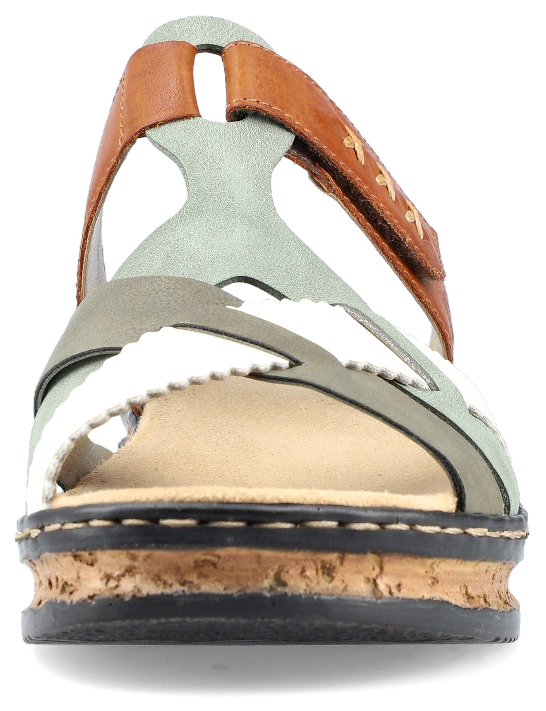 Rieker Slippers sleehak, zomerschoen, pantoffels met praktisch klittenband