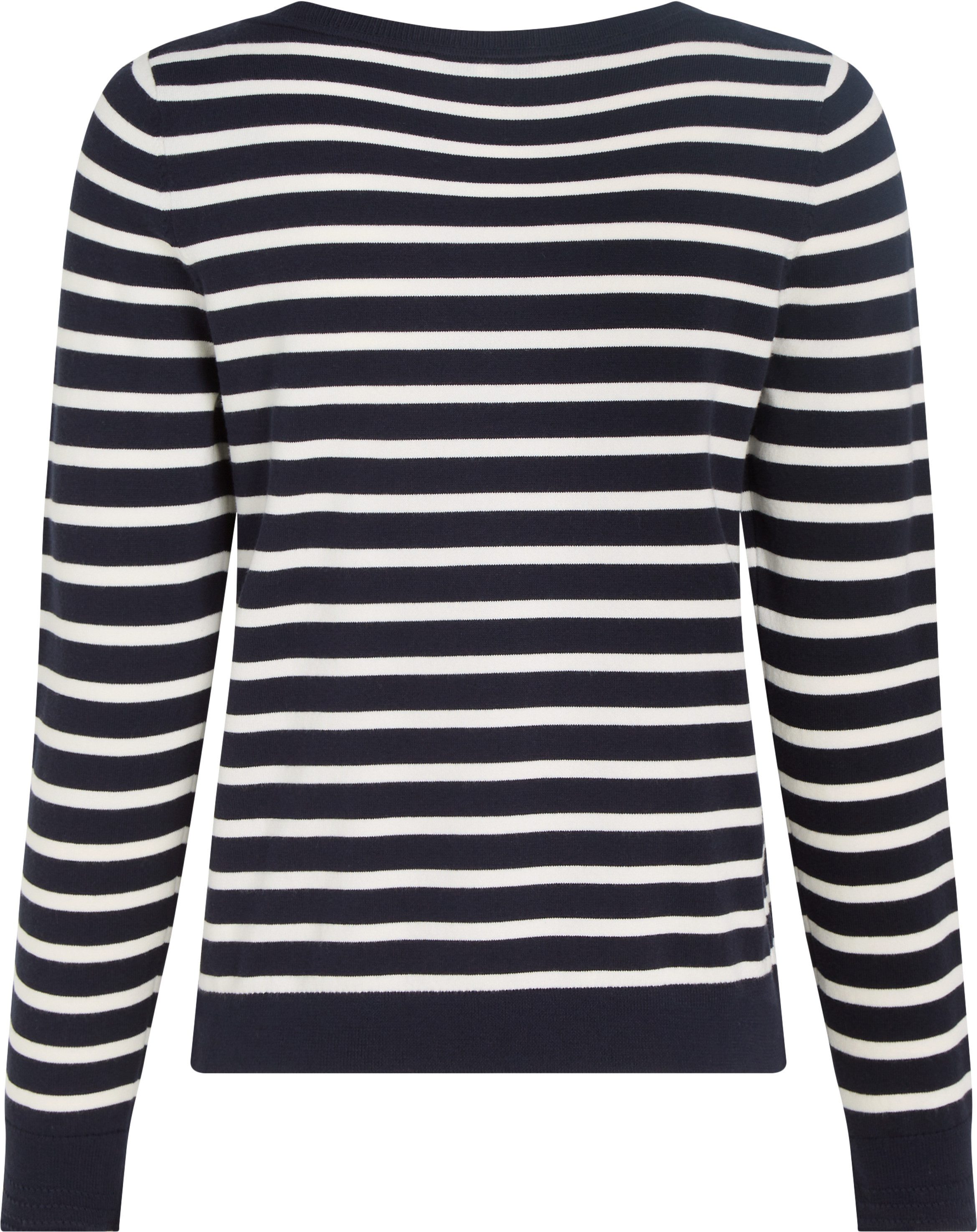 Tommy Hilfiger Gebreide trui CO JERSEY STITCH BOAT-NK SWEATER met -merklabel op de mouw