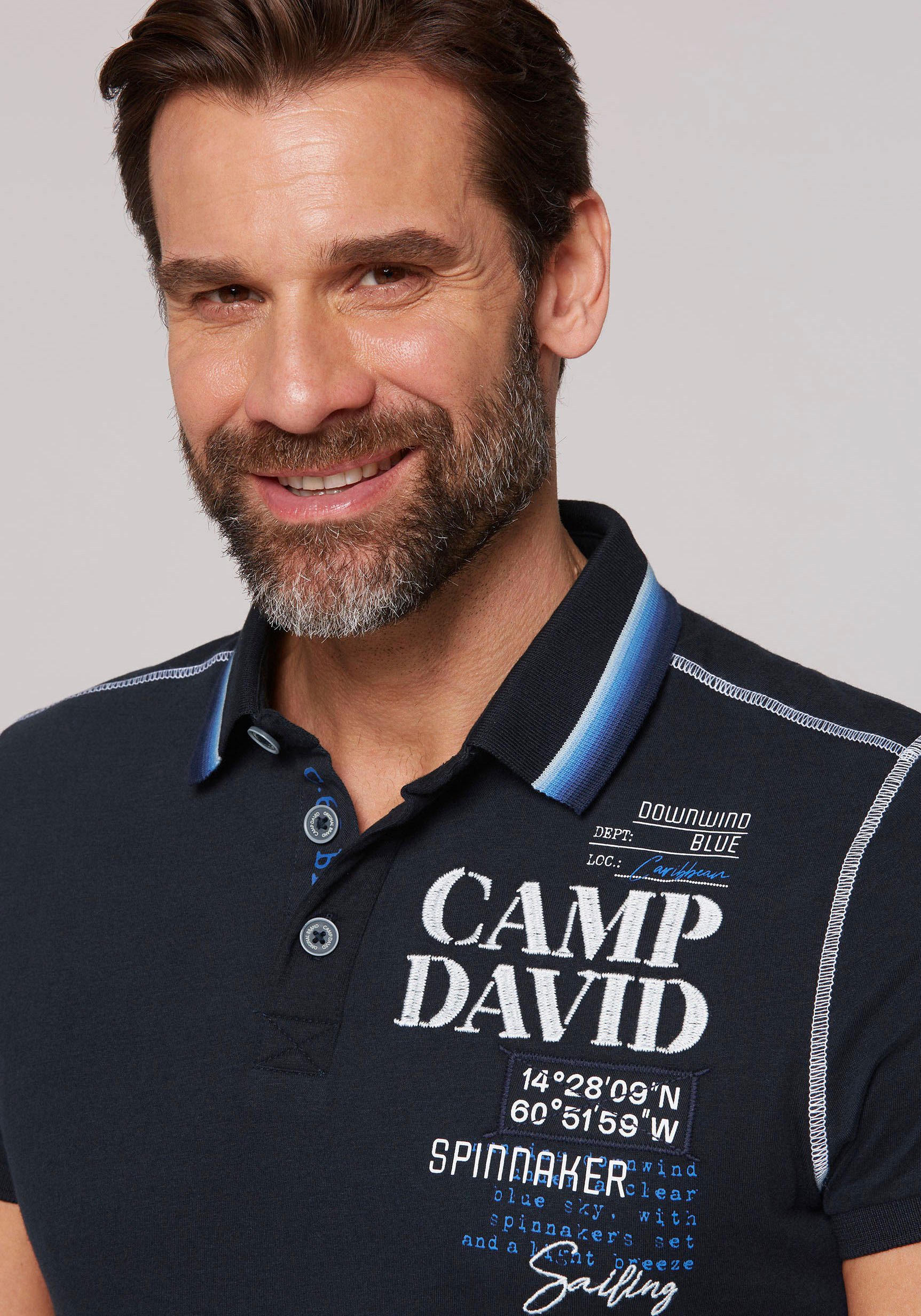 CAMP DAVID Poloshirt met logo-applicaties