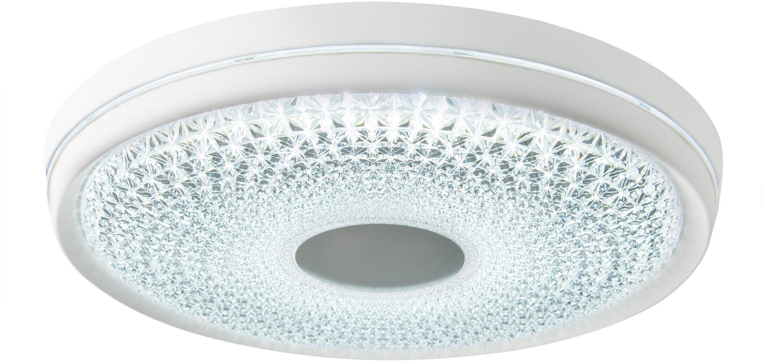 näve Led-plafondlamp BOISE dimbaar, cct-kleurwissel in 3-niveaus via afstandsbediening, kristaluitstraling (1 stuk)