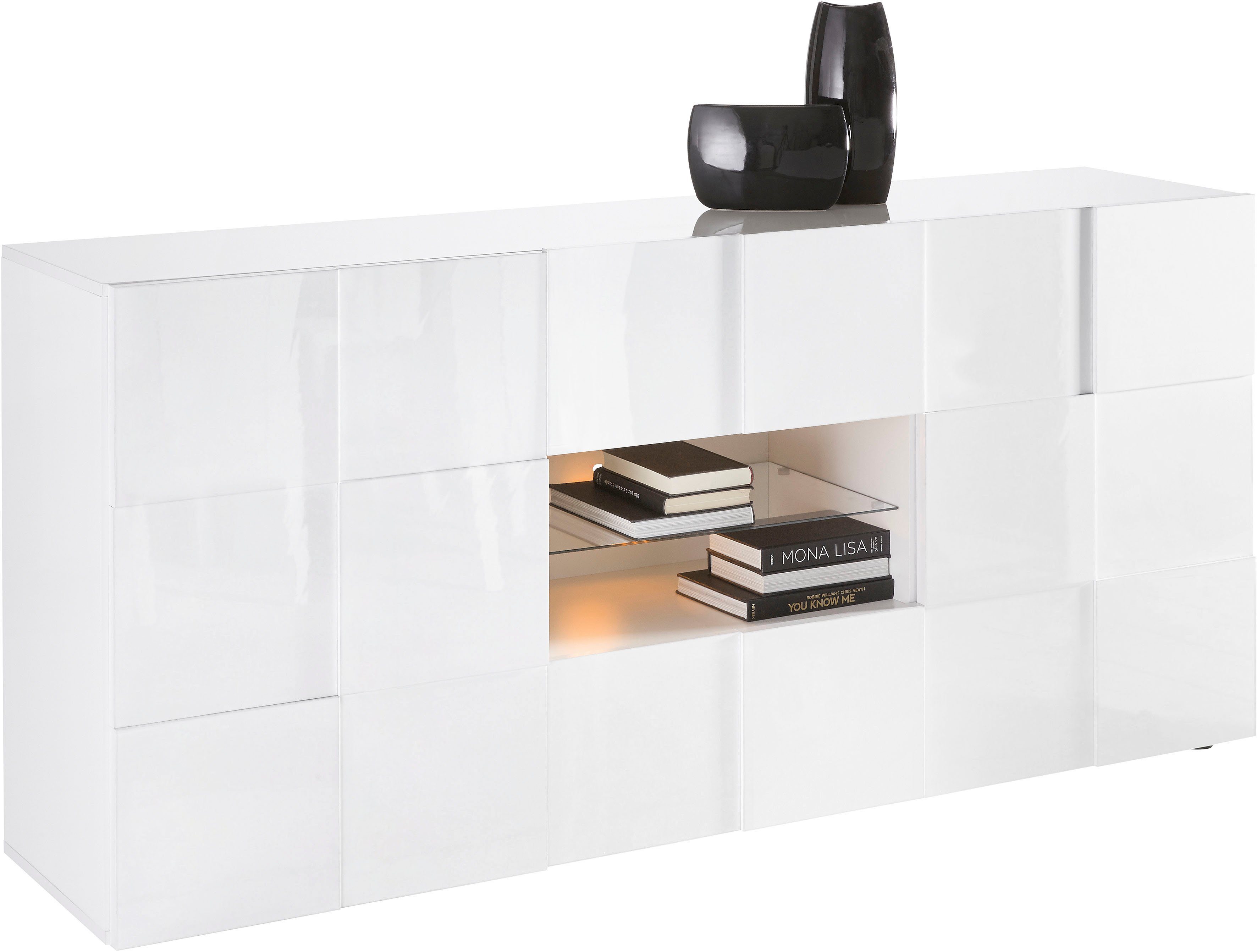 INOSIGN Dressoir Dama Breedte 181, Commode 2 deuren en 2 lades, Dressoir Front in 3D-uiterlijk, veel opbergruimte, verschillende kleuren